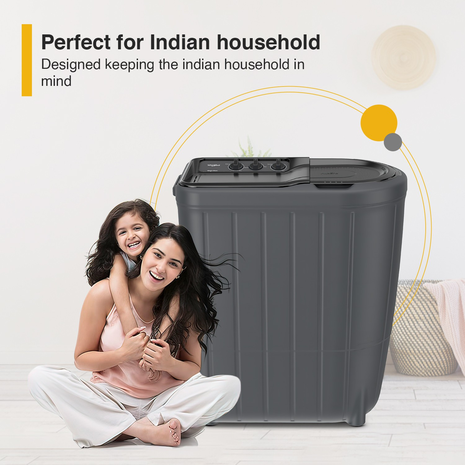 Image of Whirlpool 7 kg Magic Clean 5 Star Semi Automatic Top Load Washing Machine Black, Grey