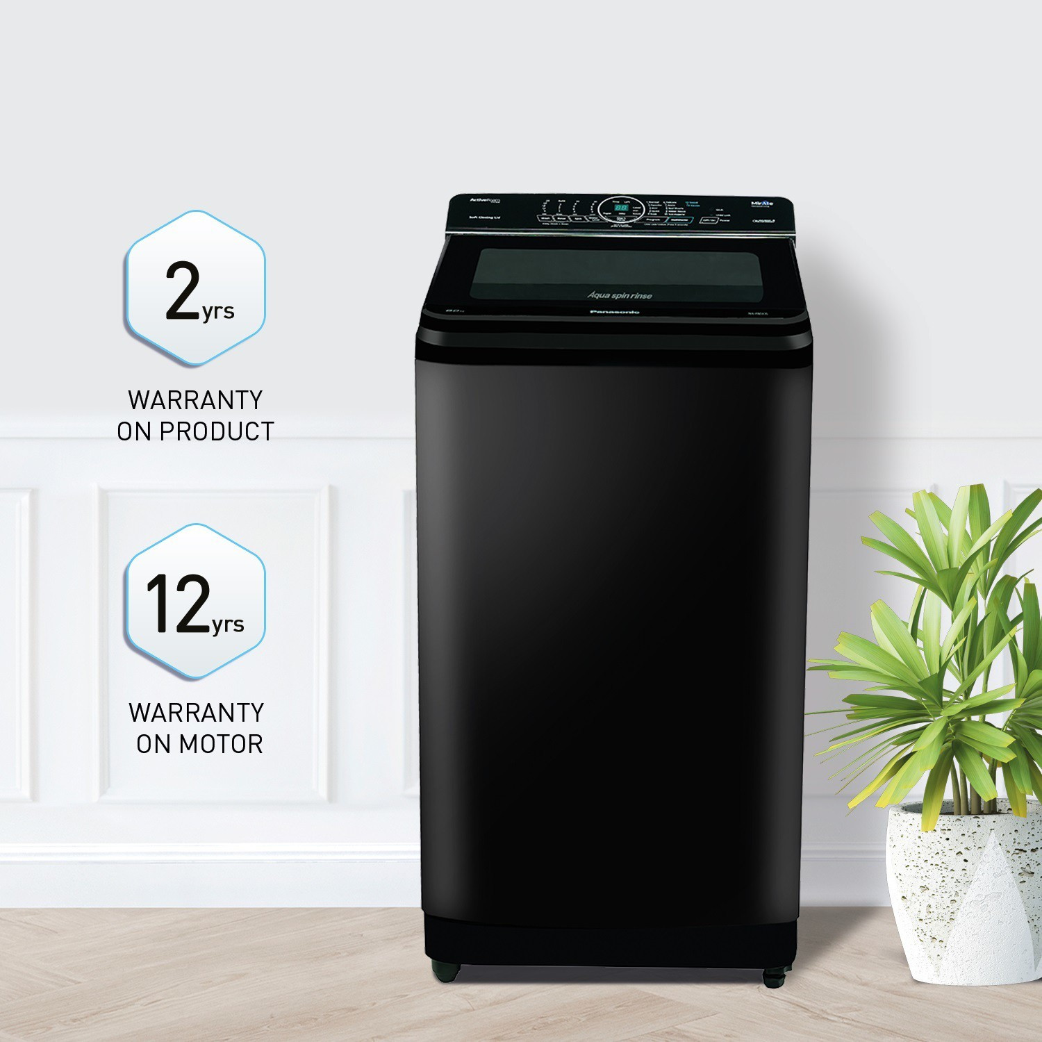 Image of Panasonic 8 kg Wi-Fi Enabled Smart Washing Machine Fully Automatic Top Load Black