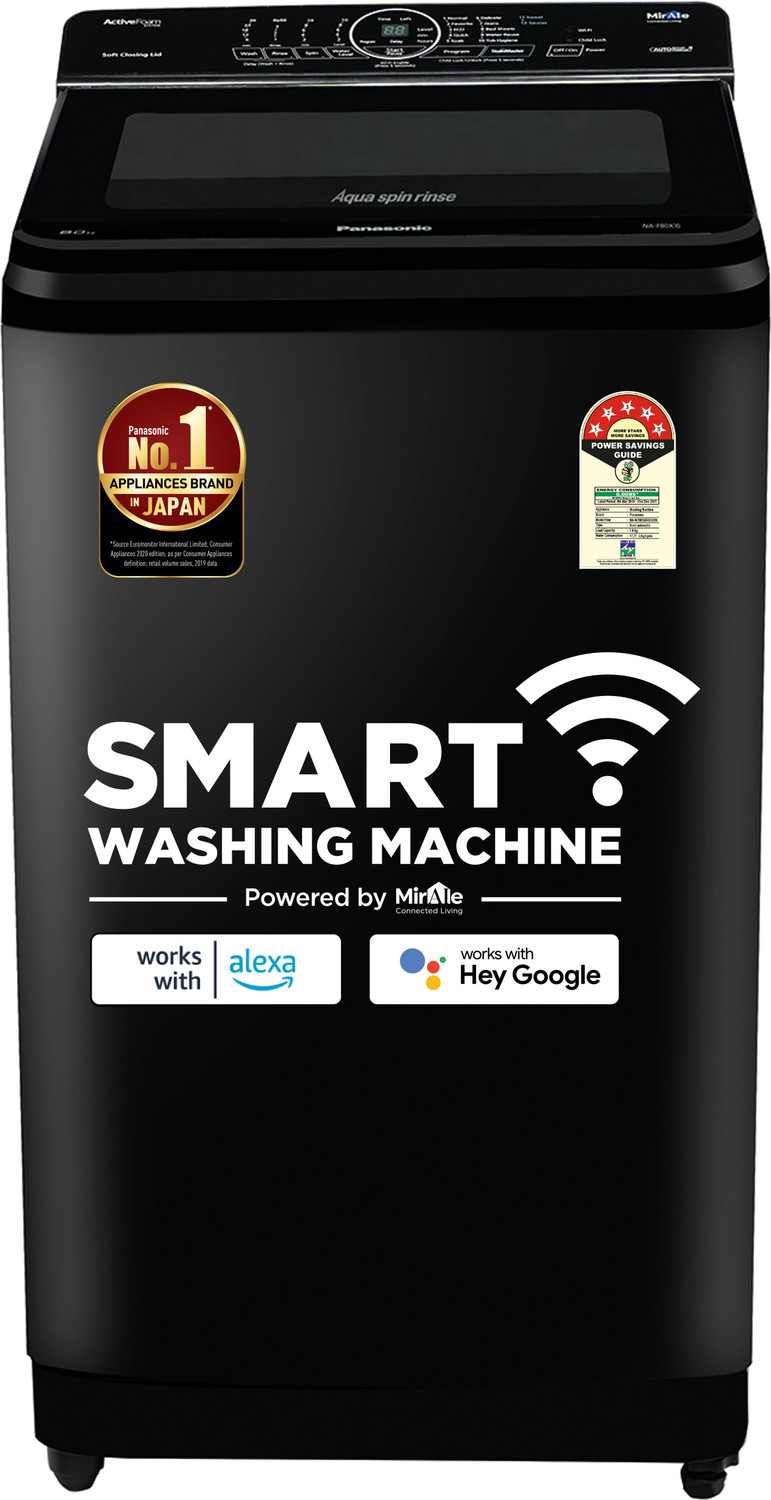 Image of Panasonic 8 kg Wi-Fi Enabled Smart Washing Machine Fully Automatic Top Load Black