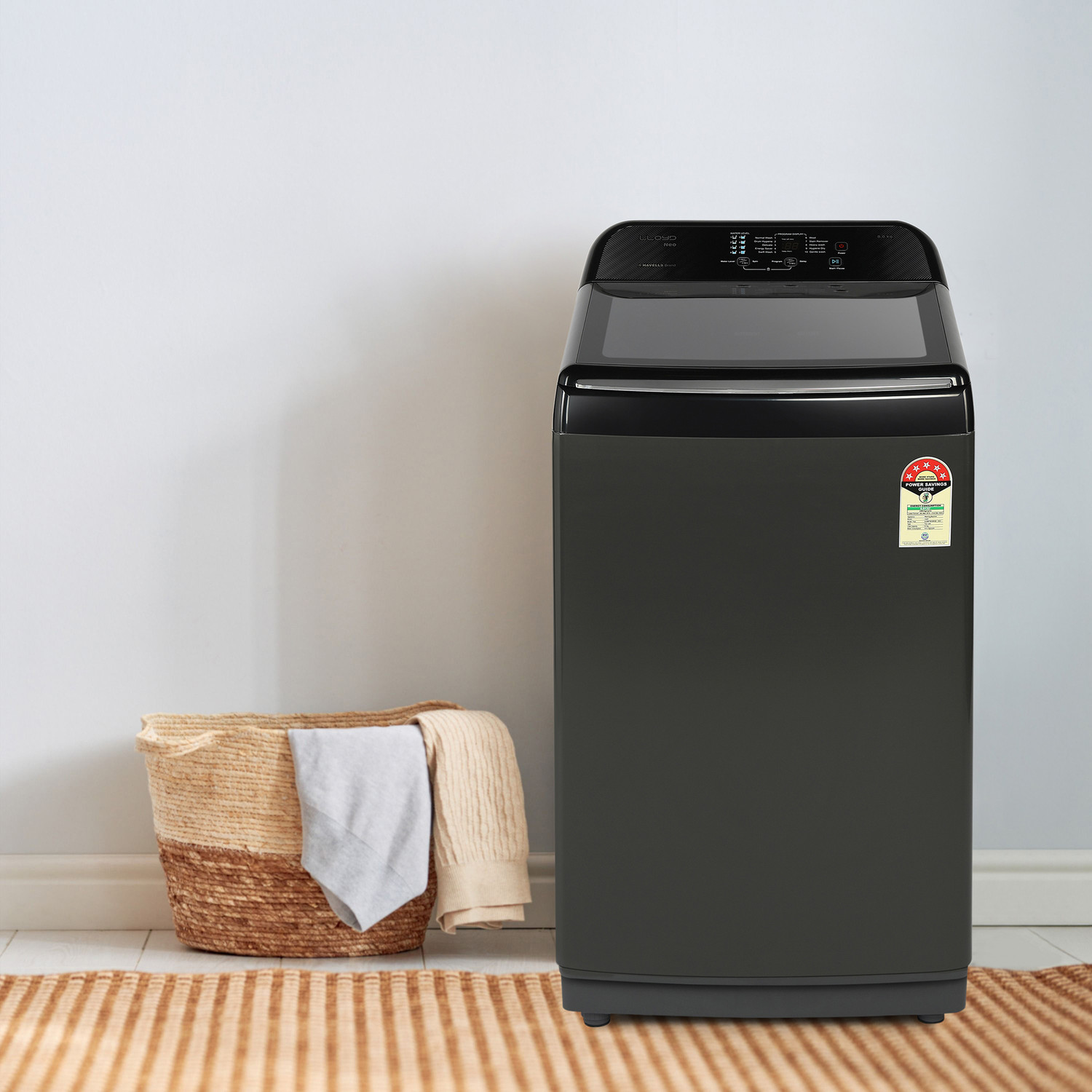 Image of Lloyd by Havells 8 kg Washing Machine Fully Automatic Top Load Black