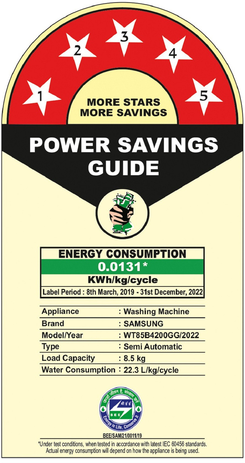 Image of Samsung 8.5 kg 5 star, Air Turbo Drying Semi Automatic Top Load Washing Machine Black, Grey