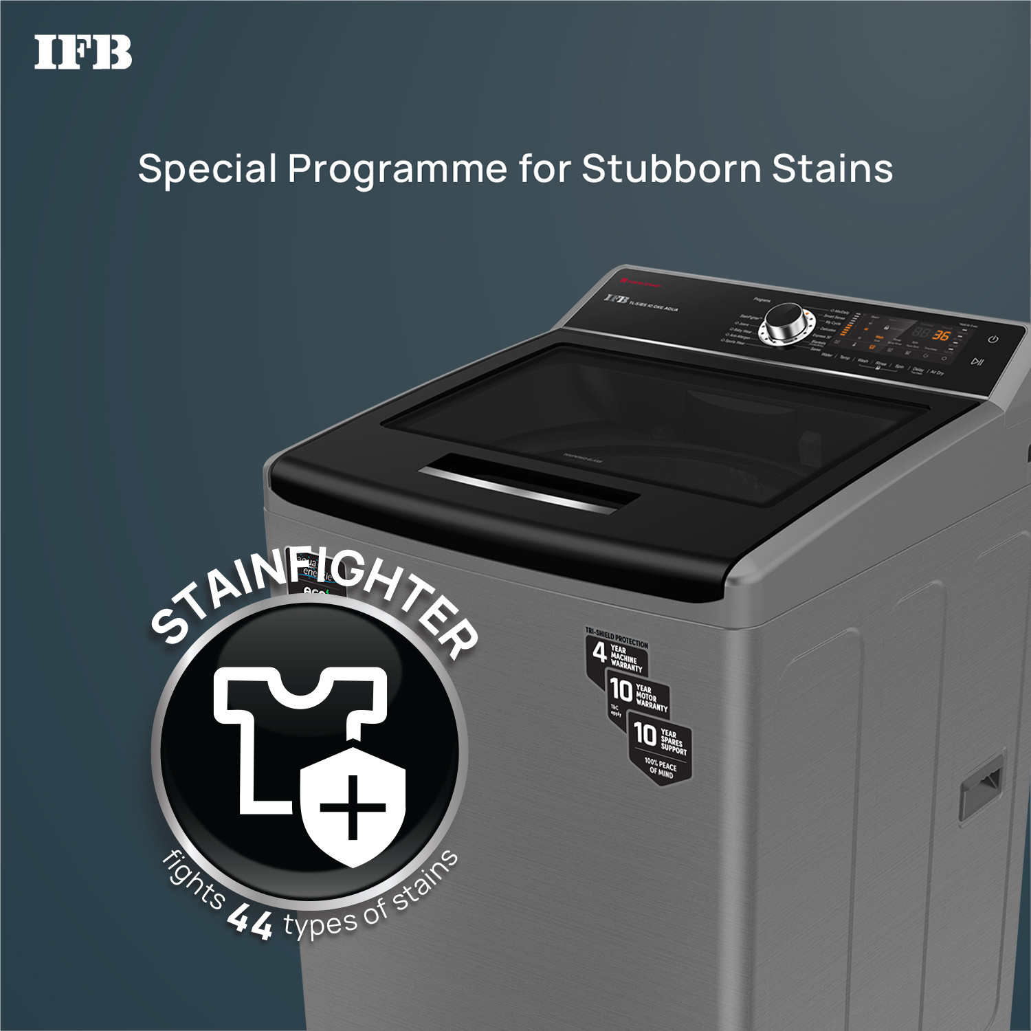 IFB 10 kg Power Dual Steam, Inbuilt Heater 4 years Comprehensive