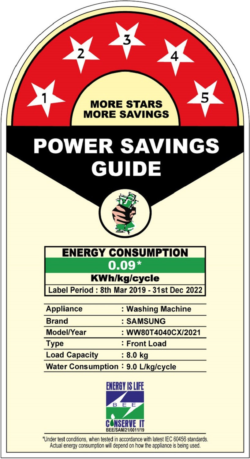 Image of Samsung 8 kg 5 Star, Digital Inverter Motor,Hygiene Steam, Fully Automatic Front Load Washing Machine with In-built Heater Black