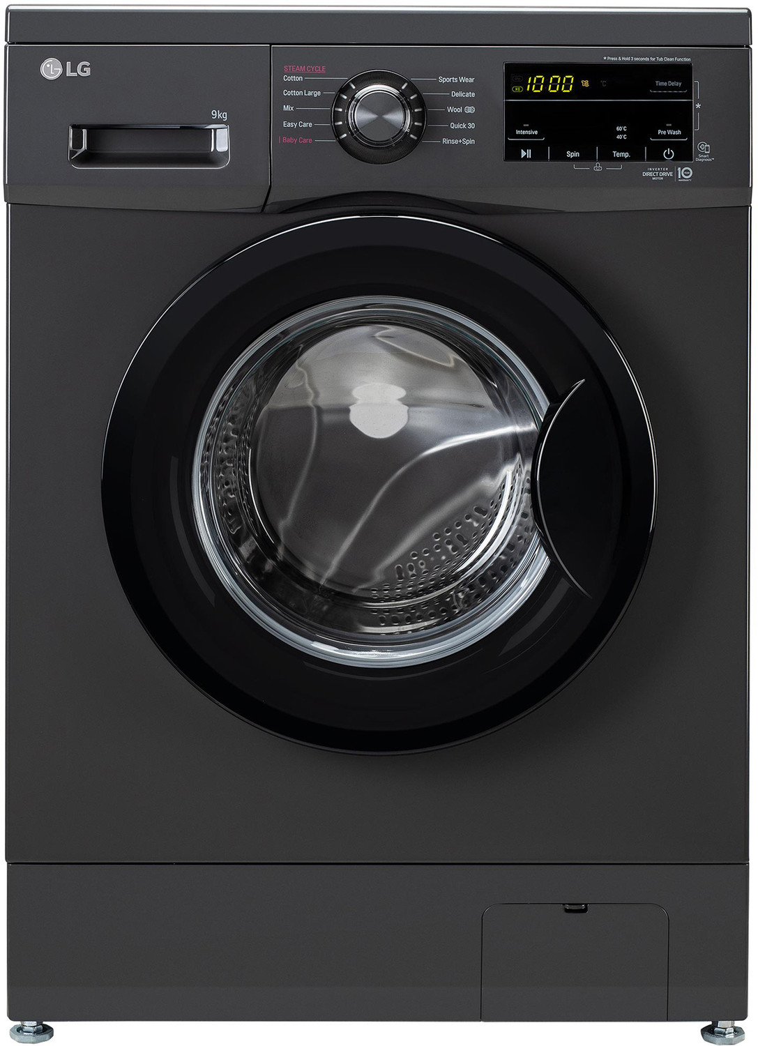 Image of LG 9 kg 5 Star with Steam, Inverter Direct Drive, 6 Motion Direct Drive, Touch Panel and 1400 RPM Fully Automatic Front Load Washing Machine with In-built Heater Black