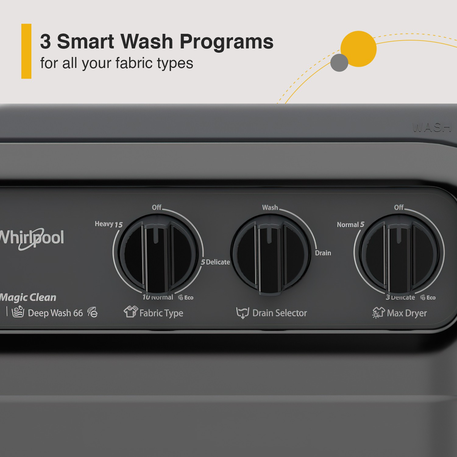 Image of Whirlpool 7 kg Magic Clean 5 Star Semi Automatic Top Load Washing Machine Black, Grey