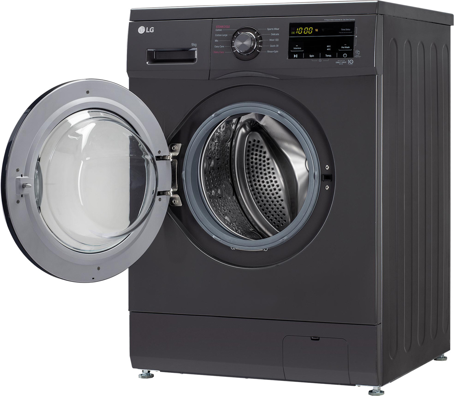 Image of LG 9 kg 5 Star with Steam, Inverter Direct Drive, 6 Motion Direct Drive, Touch Panel and 1400 RPM Fully Automatic Front Load Washing Machine with In-built Heater Black