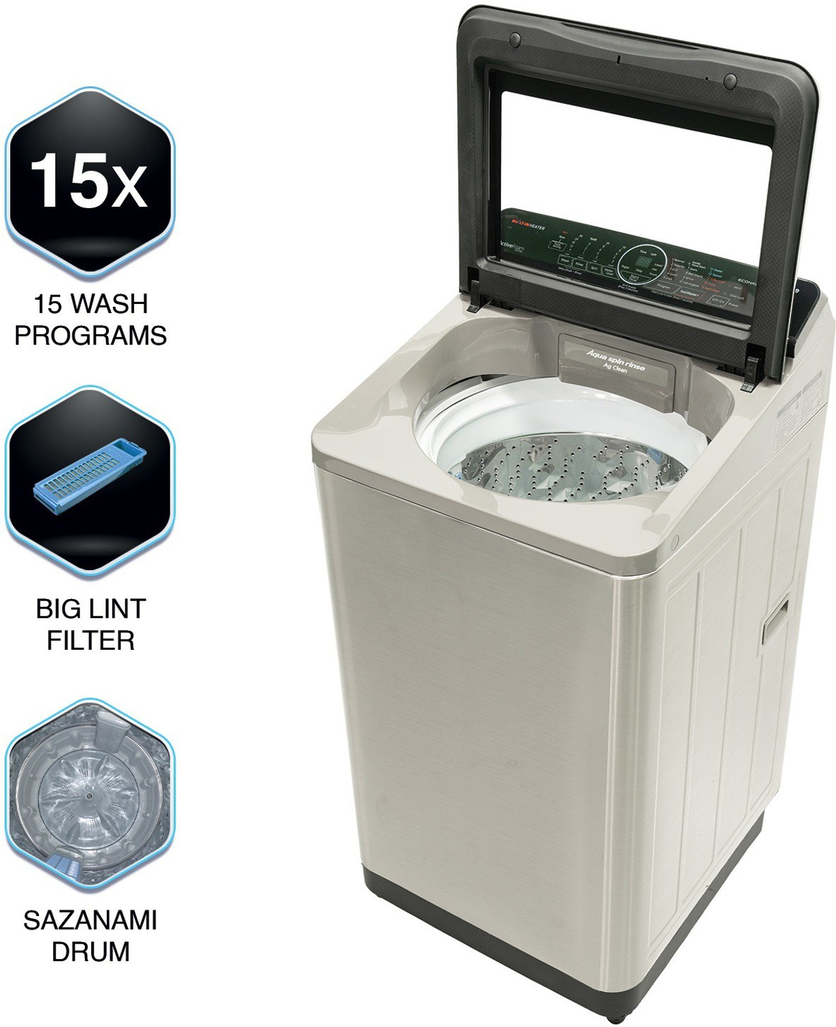 Image of Panasonic 8 kg Wi-Fi EnabledSmart Washing Machine Fully Automatic Top Load with In-built Heater Grey