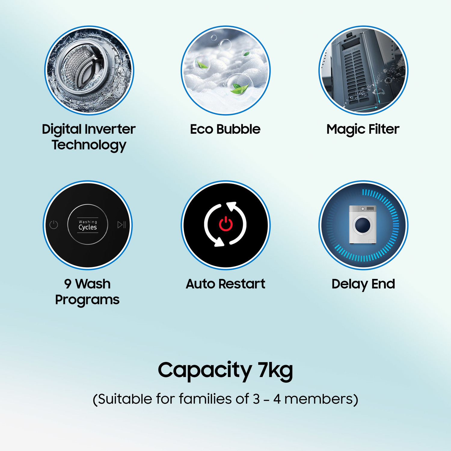 Image of Samsung 7 kg 5 Star, Ecobubble, Soft Closing Door, Digital Inverter Fully Automatic Top Load Washing Machine Grey