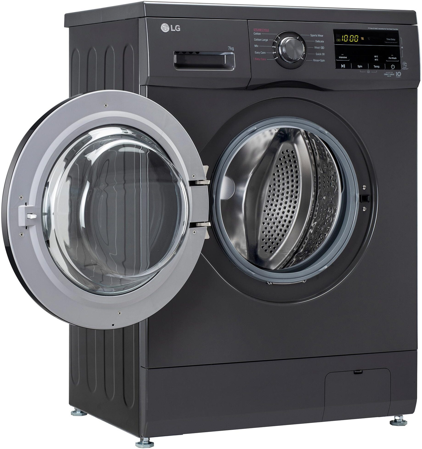 Image of LG 7 kg 5 Star with Steam, Inverter Direct Drive Technology, 6 Motion DD, Touch Panel and 1200 RPM Fully Automatic Front Load Washing Machine with In-built Heater Black, Grey (FHM1207SDM)