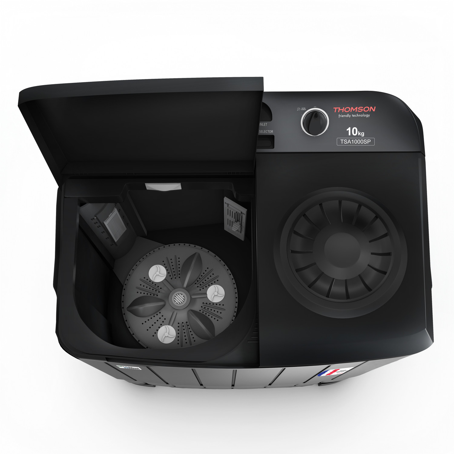 Image of Thomson 10 kg 5 Star Aqua Magic with Double Waterfall, Detergent Box, 3D Rollers Technology, Magic Filter, Collar Scrubber, Turbo Dry Technology, Semi Automatic Top Load Washing Machine Black