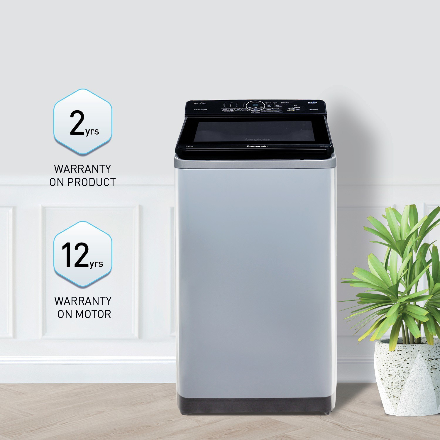 Image of Panasonic 7 kg Wi-Fi Enabled Smart Washing Machine Fully Automatic Top Load Silver