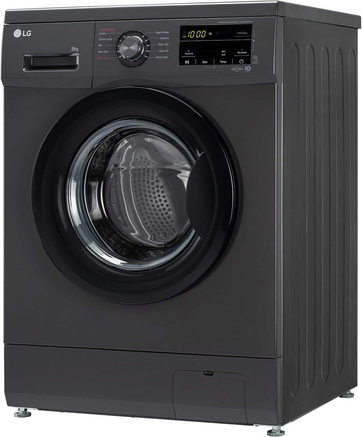 Image of LG 8 kg 5 Star with Steam, Inverter Direct Drive, 6 Motion Direct Drive, Touch Panel and 1400 RPM Fully Automatic Front Load Washing Machine with In-built Heater Black, Grey (FHM1408BDM)