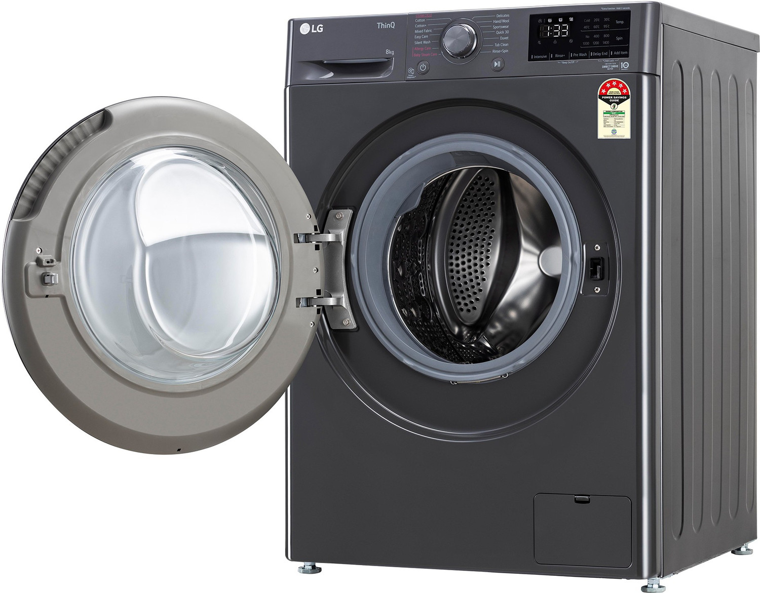 Image of LG 8 kg Wi-Fi Enabled Fully Automatic Front Load Washing Machine with In-built Heater Black, Grey (FHP1208Z5M)