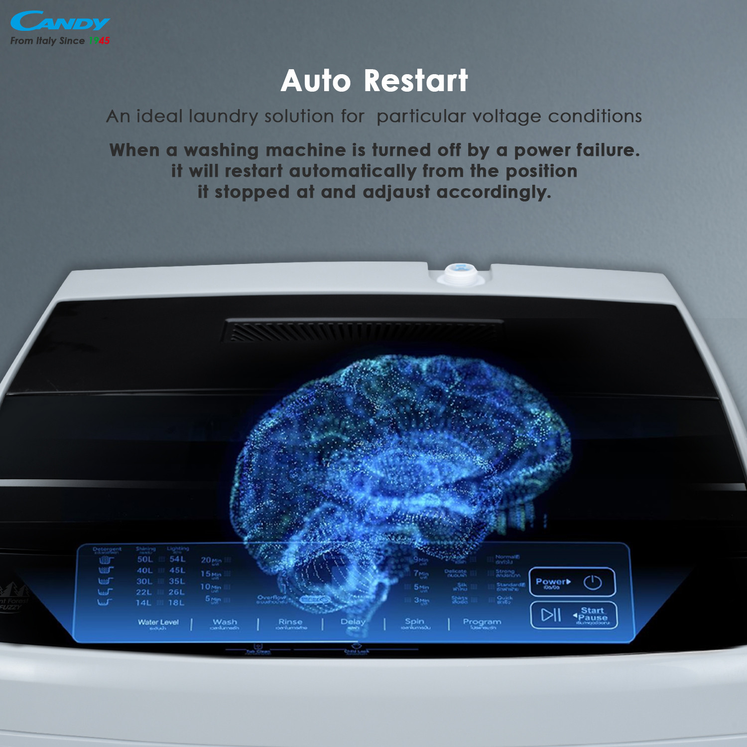 Image of CANDY 6.5 kg Fully Automatic Top Load Washing Machine Grey, White