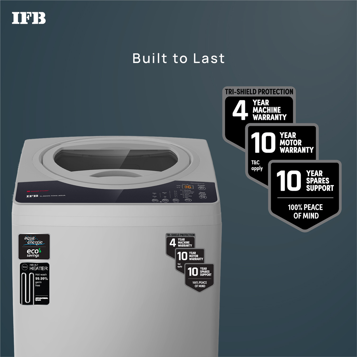 Image of IFB 7 kg Fully Automatic Top Load Washing Machine with In-built Heater Black, Grey