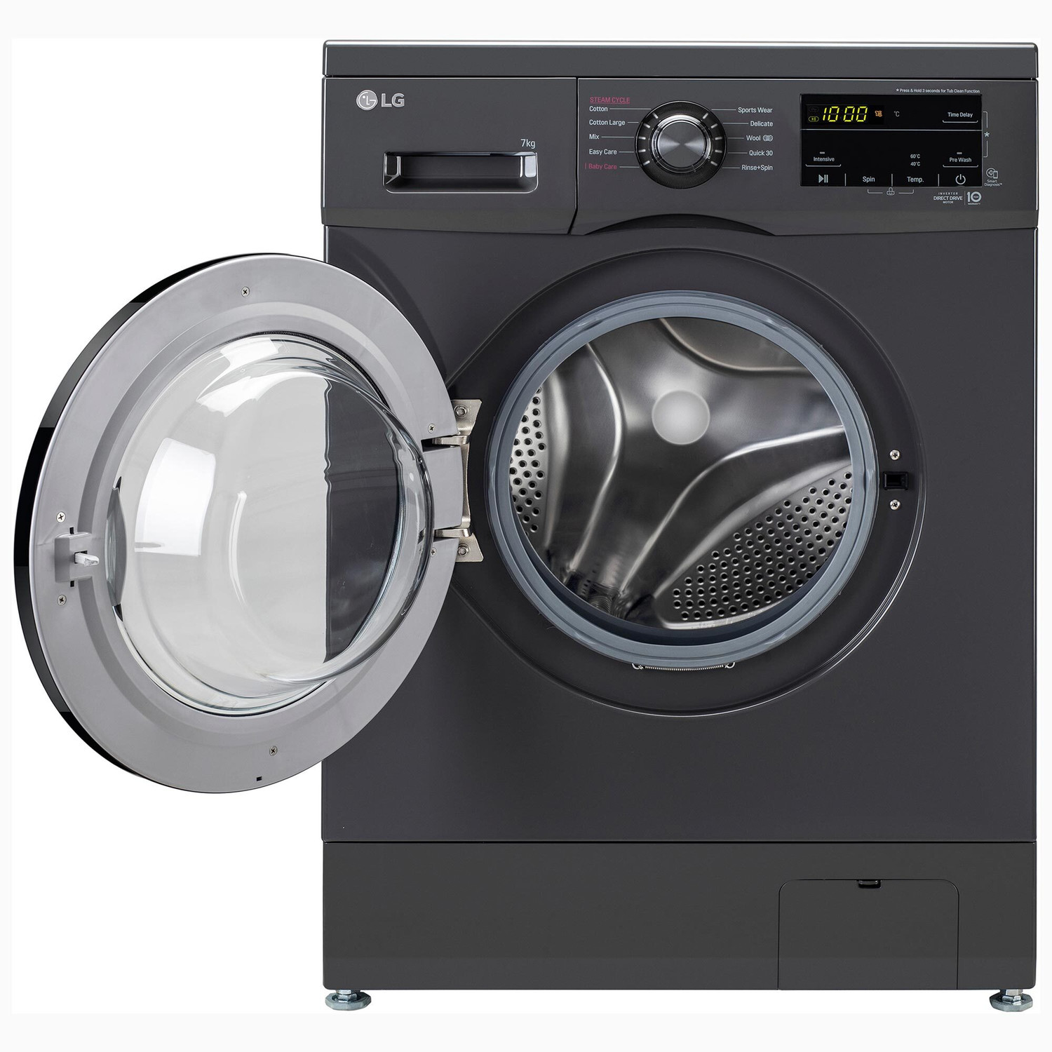 Image of LG 7 kg 5 Star with Steam, Inverter Direct Drive Technology, 6 Motion DD, Touch Panel and 1200 RPM Fully Automatic Front Load Washing Machine with In-built Heater Black, Grey (FHM1207SDM)