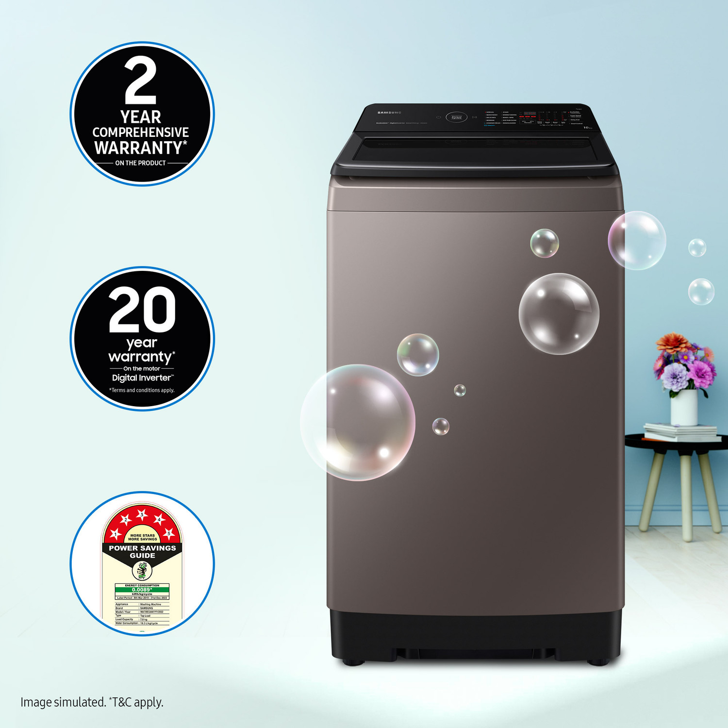 Image of Samsung 10 kg with Wi-Fi Enabled Fully Automatic Top Load Washing Machine Brown