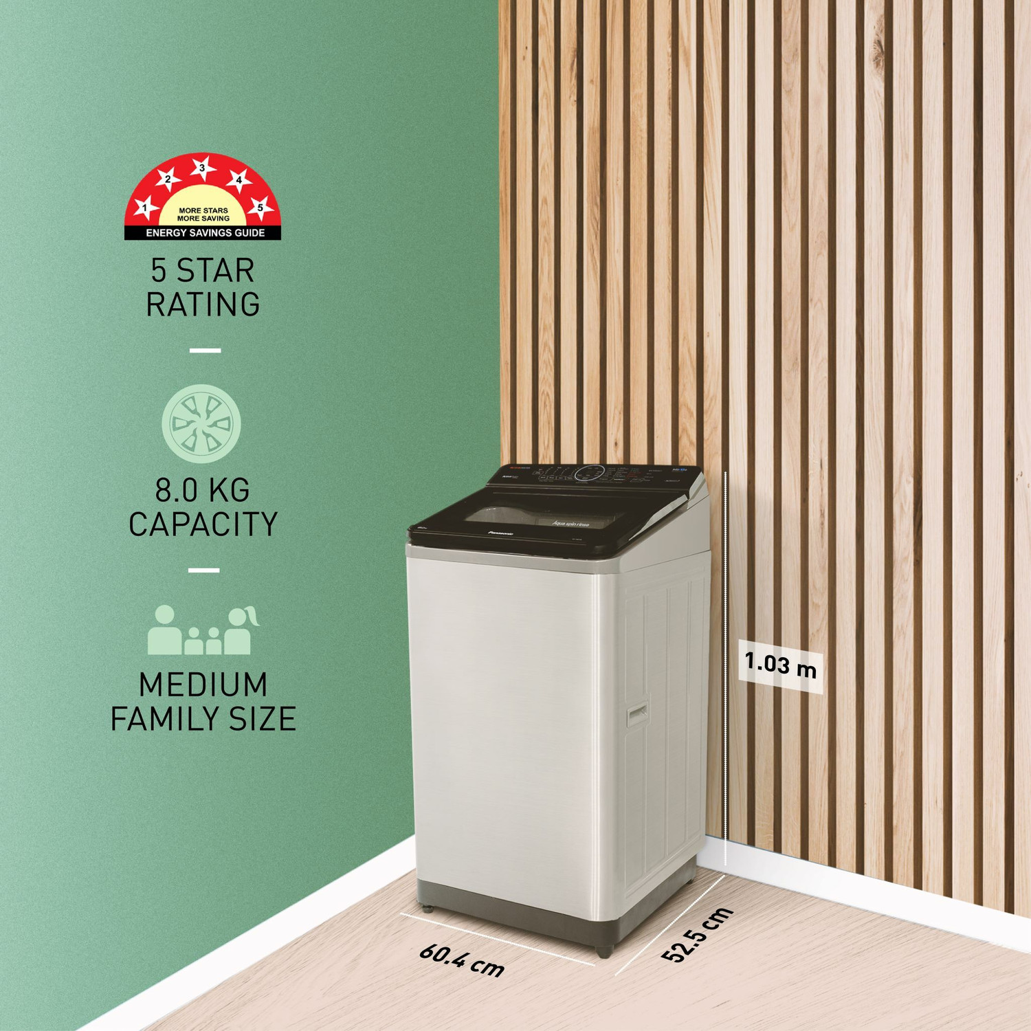 Image of Panasonic 8 kg Wi-Fi EnabledSmart Washing Machine Fully Automatic Top Load with In-built Heater Grey