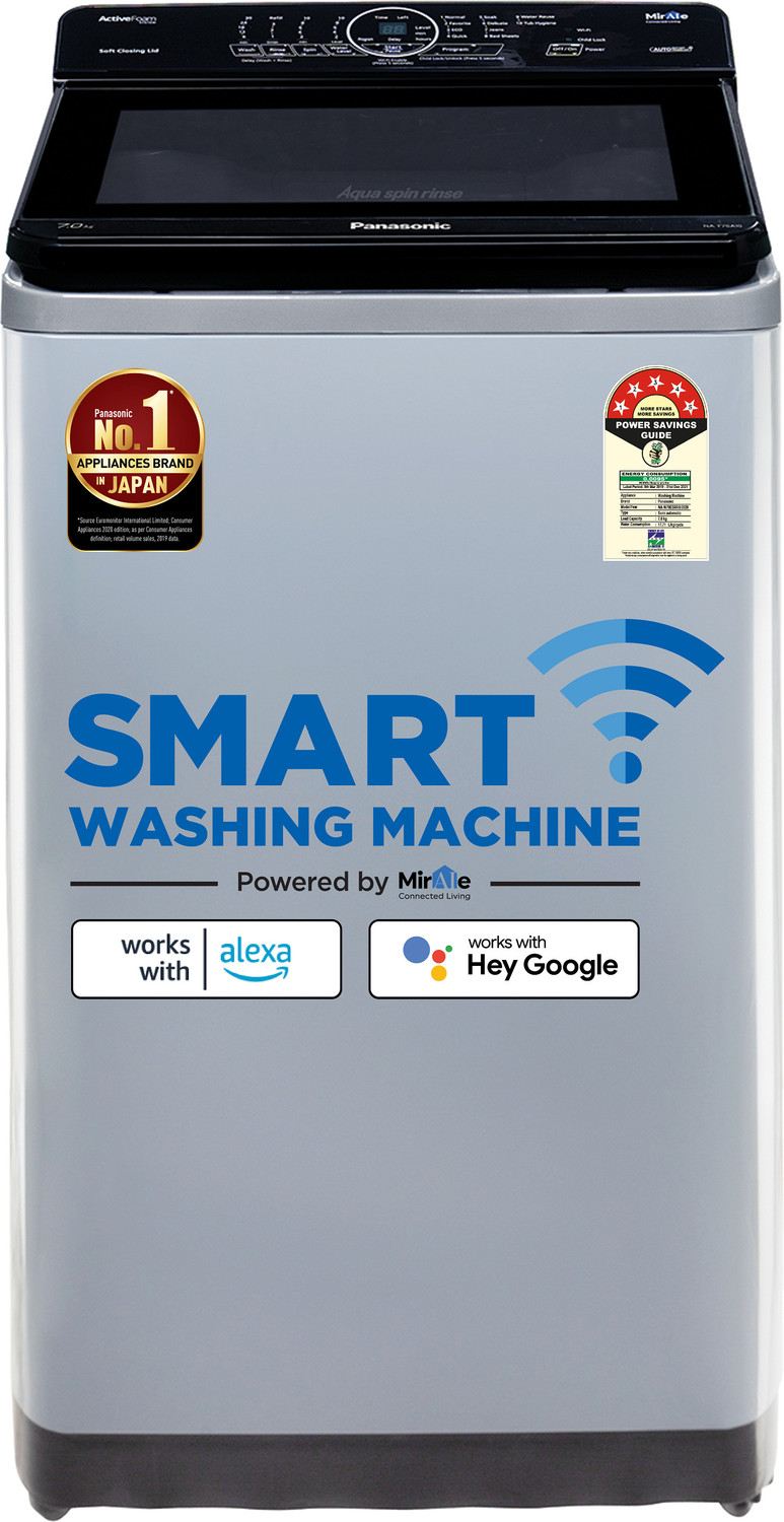 Image of Panasonic 7 kg Wi-Fi Enabled Smart Washing Machine Fully Automatic Top Load Silver