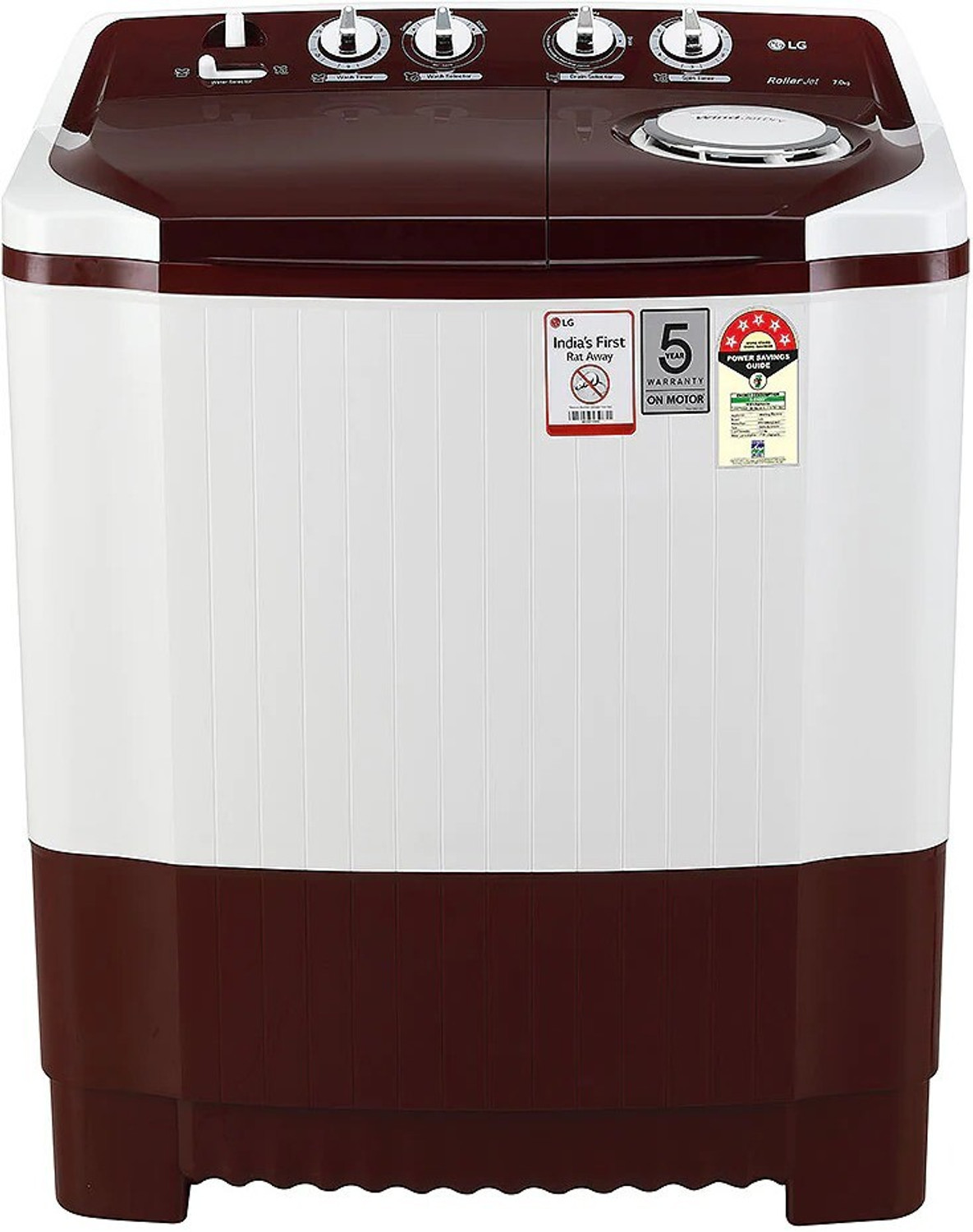 LG 7 kg Semi Automatic Top Load Maroon, White  (P7010RRAZ)