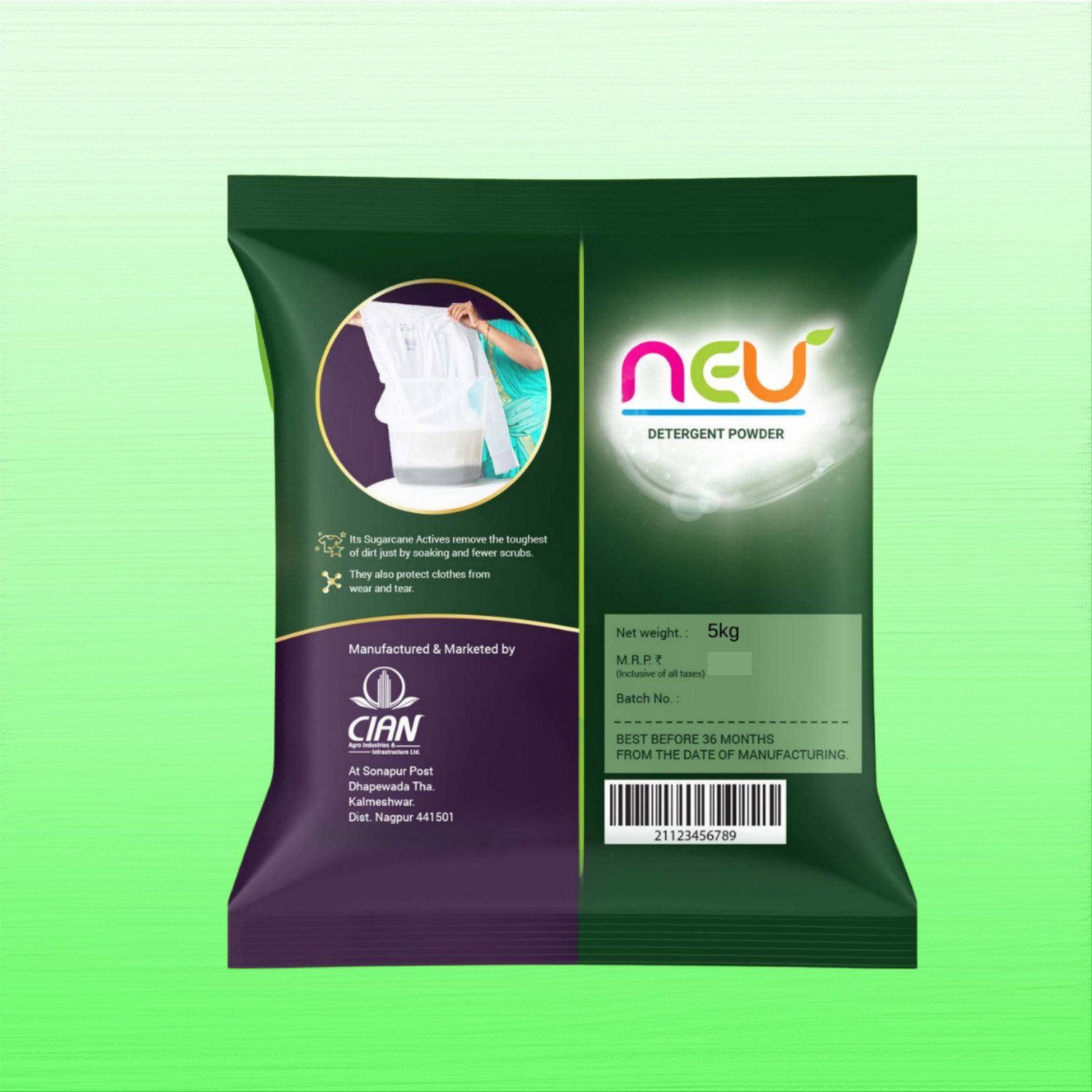 Image of NEU Active detergent 3kg Detergent Powder (Lemon) (3 kg)