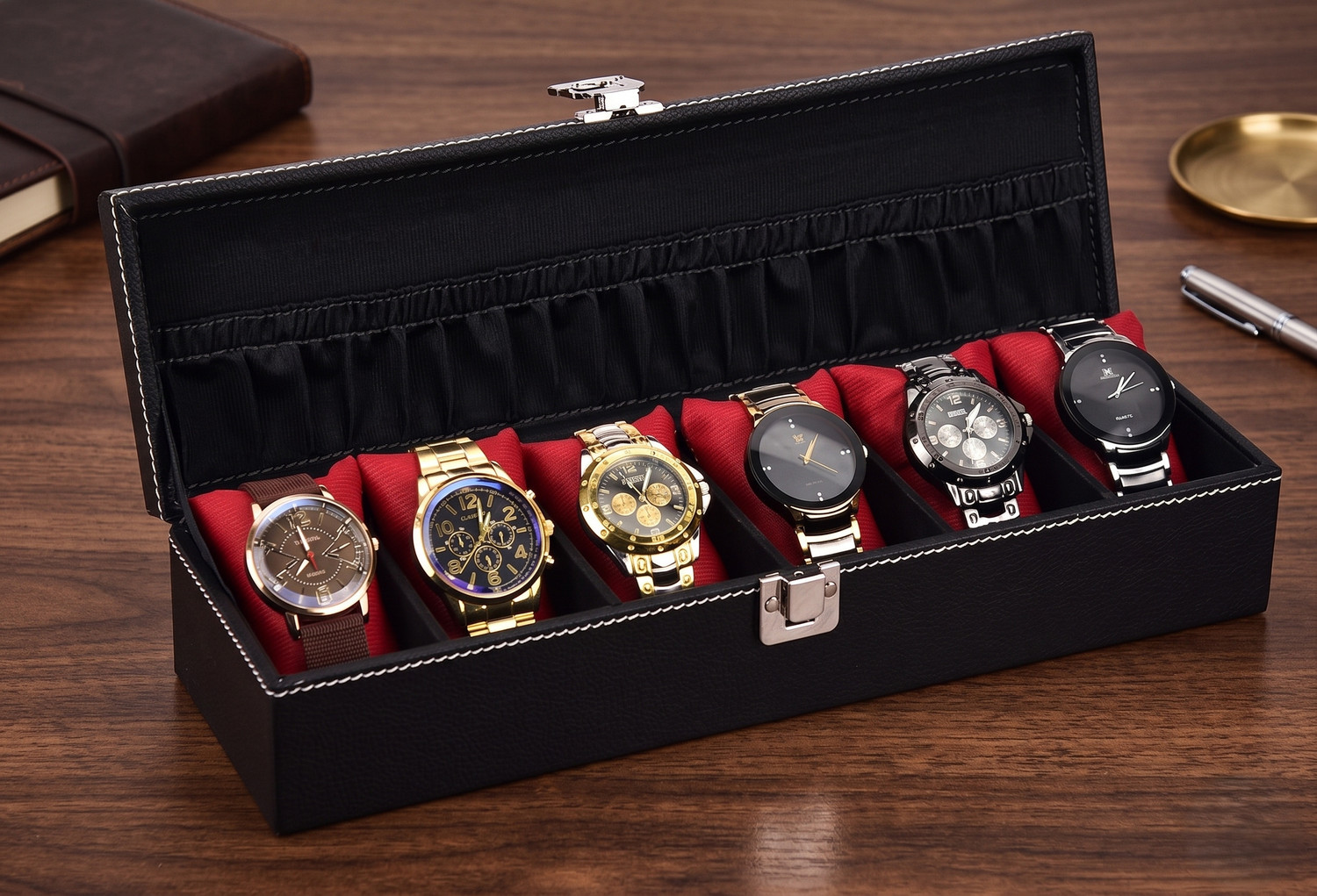 Image of Bharat Packs Premium Aluminum Watch Case Watch Box (Chrome Silver, Transparent, Holds 15 Watches)