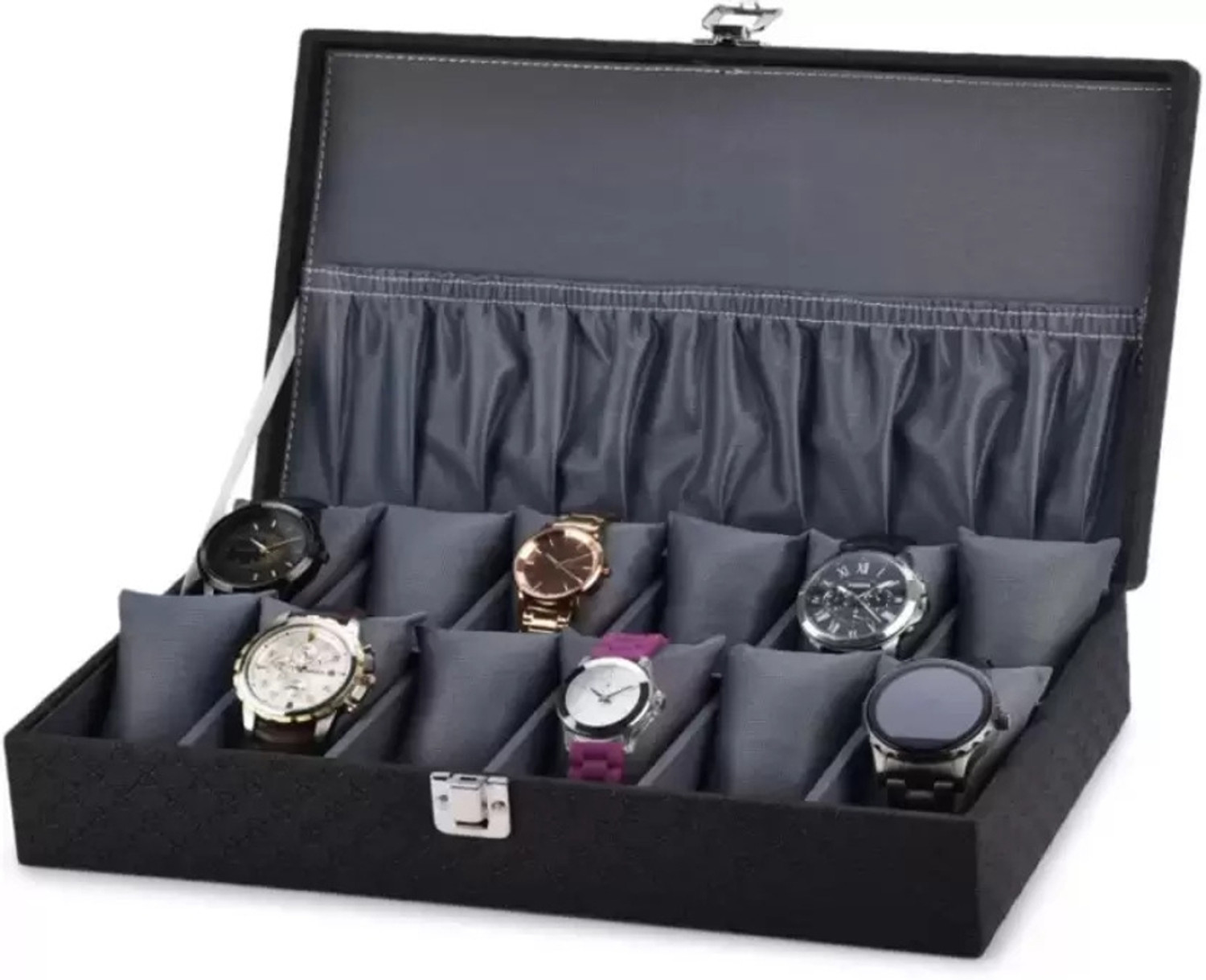 Galaxy Craft BWC6555_BLACK & GRAY_12_slots_watchbox Watch Box