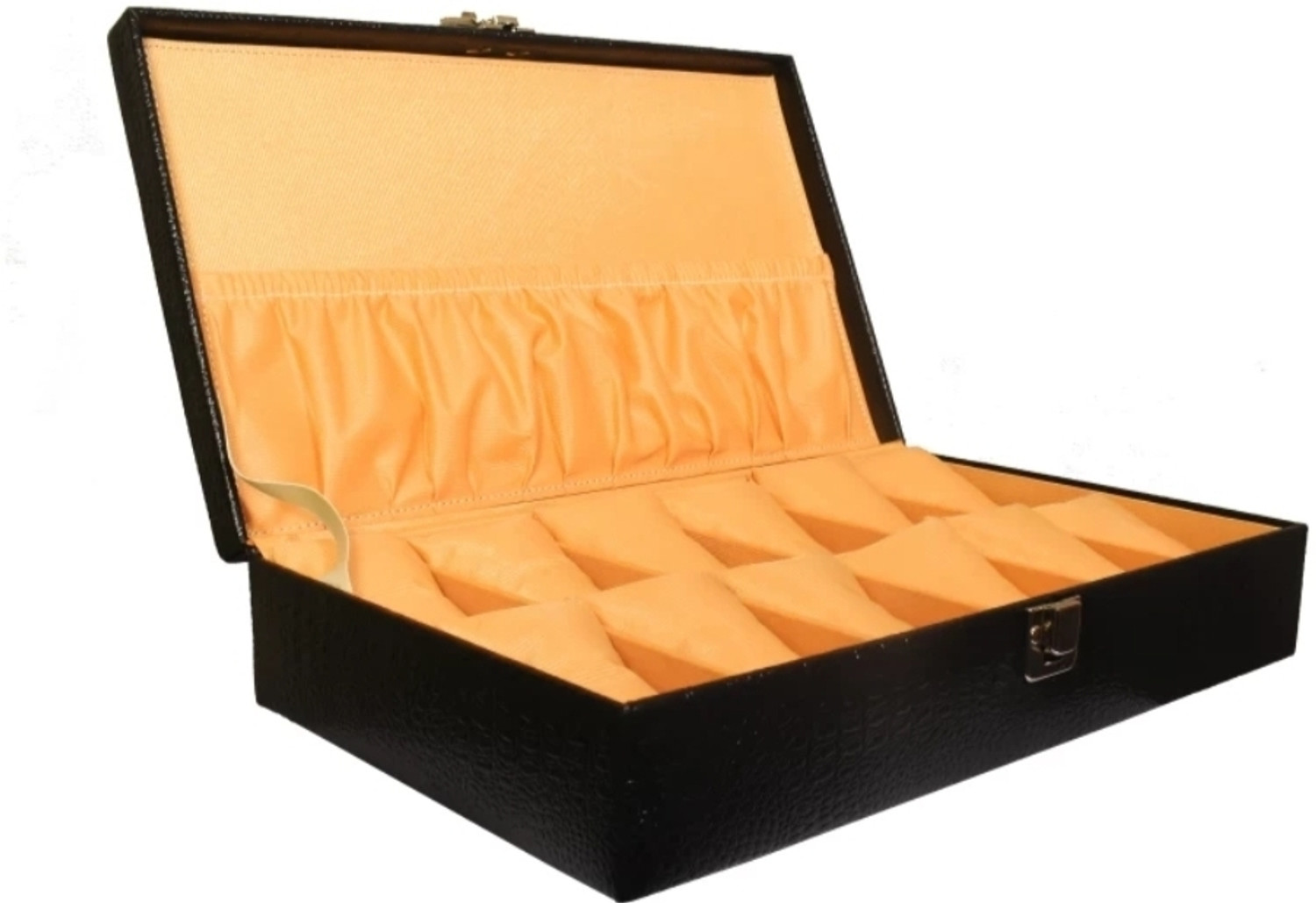 Image of WATCHHUT Stylish Black croco watch case /box /organiser for 12 watches Watch Box (Black, Holds 12 Watches)