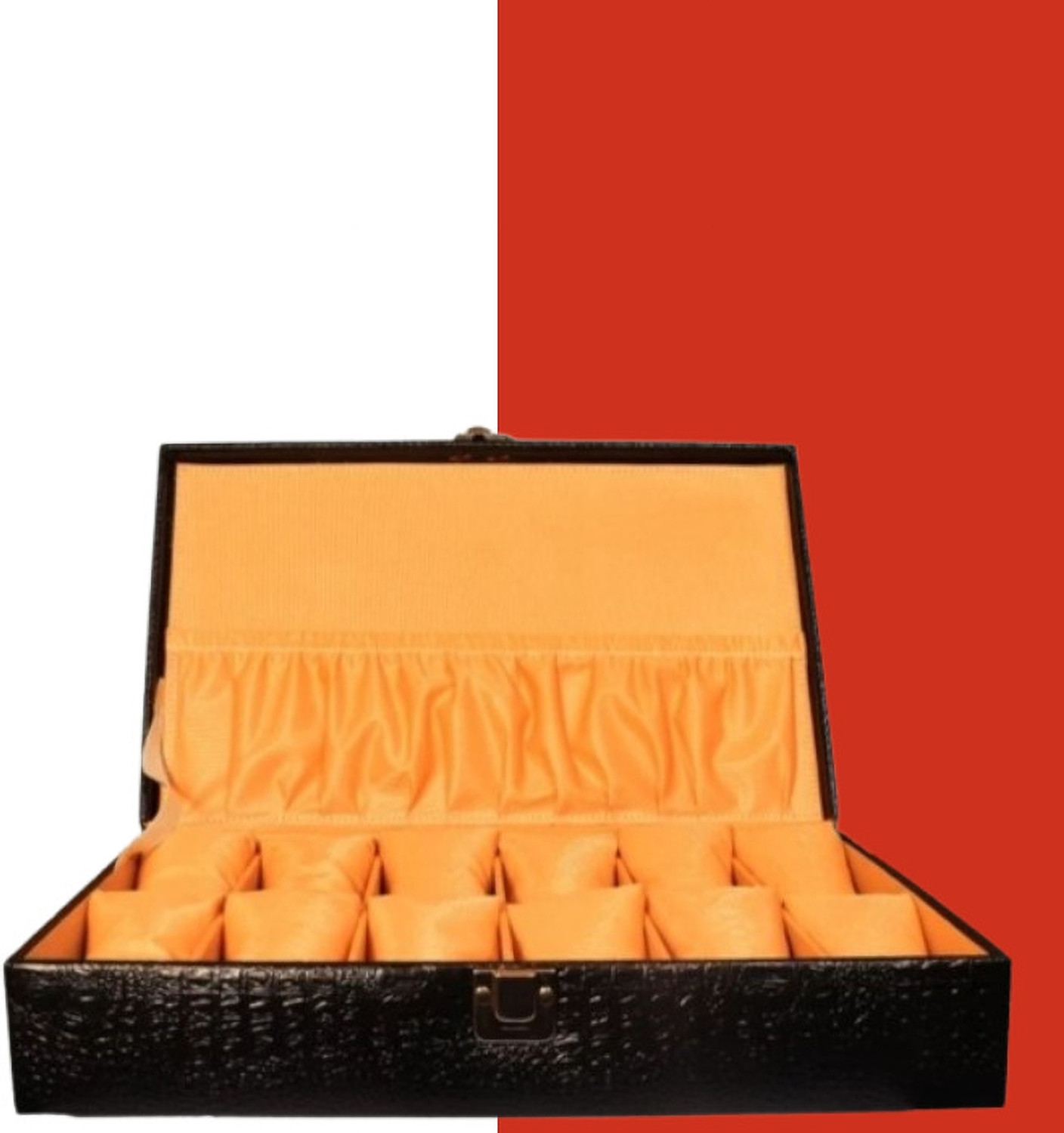 Image of WATCHHUT Stylish Black croco watch case /box /organiser for 12 watches Watch Box (Black, Holds 12 Watches)