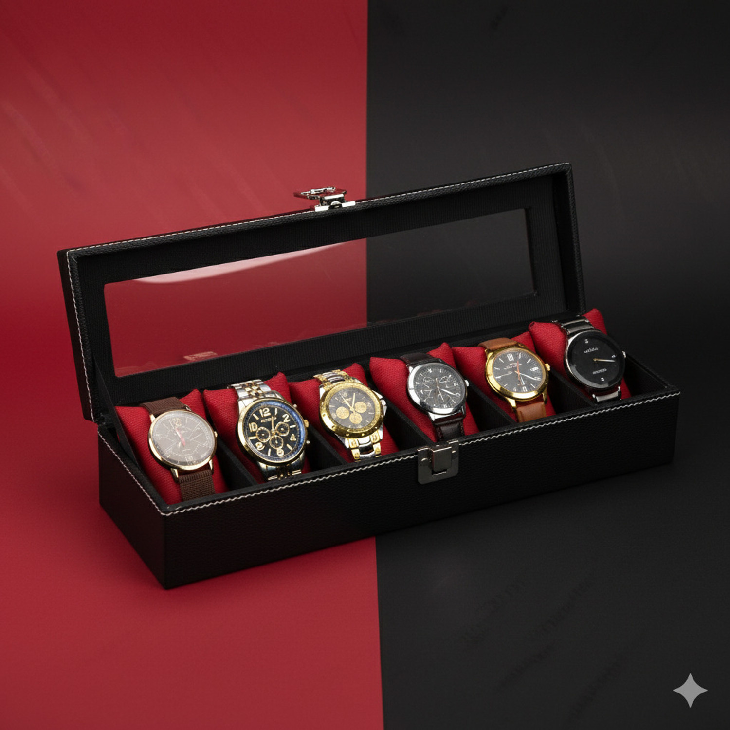 Image of WATCHHUT Stylish Black croco watch case /box /organiser for 12 watches Watch Box (Black, Holds 12 Watches)