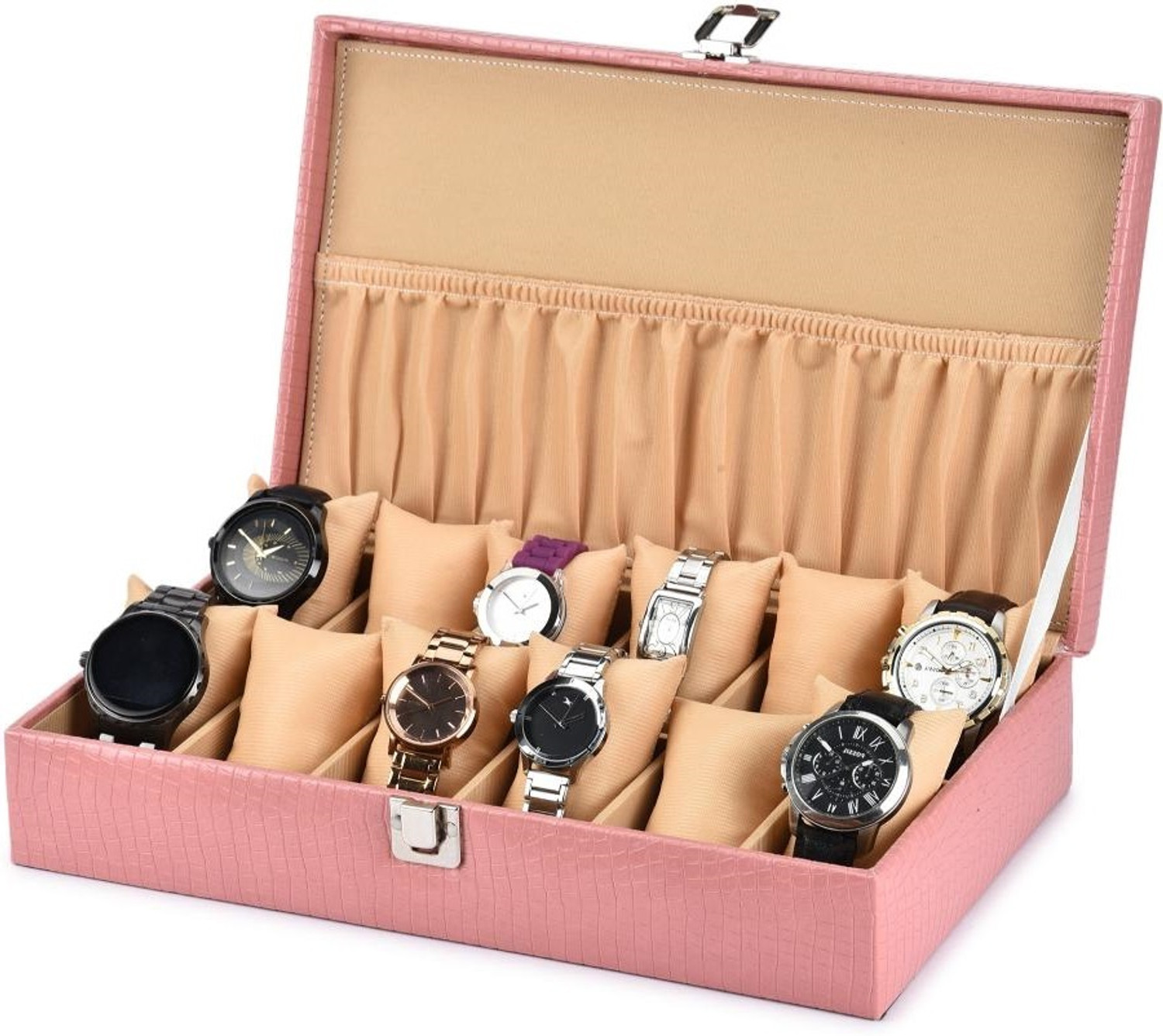 Image of WATCHHUT Stylish Black croco watch case /box /organiser for 12 watches Watch Box (Black, Holds 12 Watches)