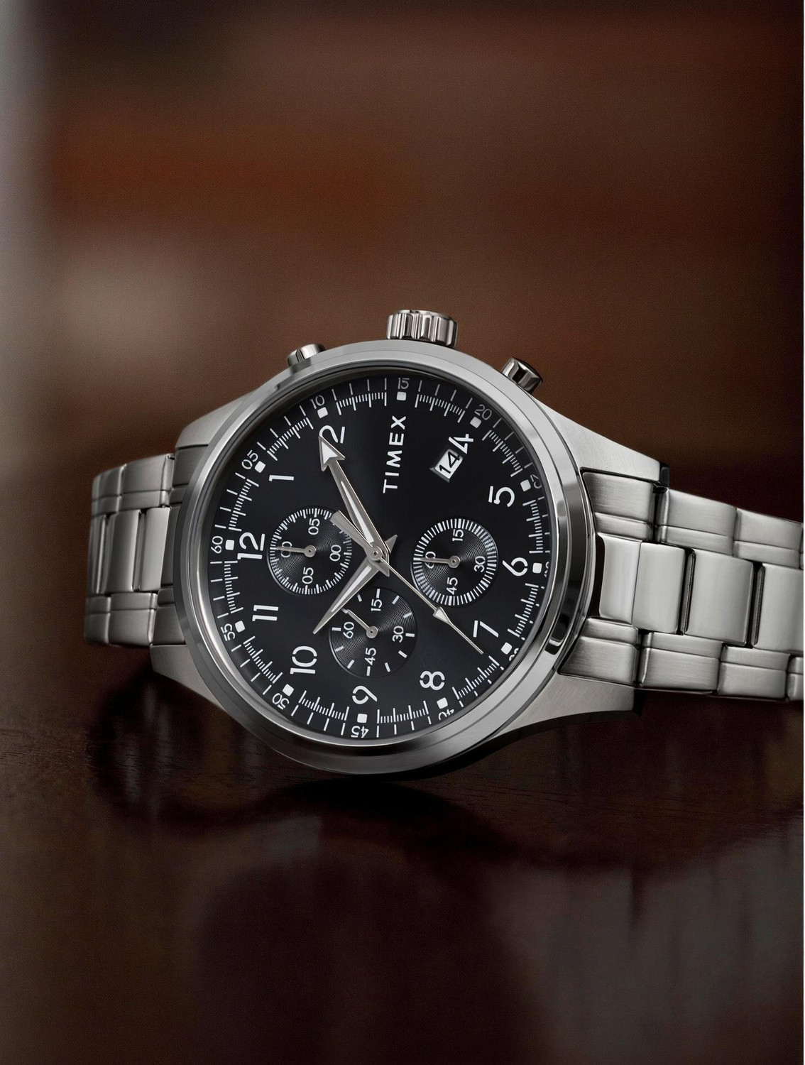 timex chronograph black dial analog watch men