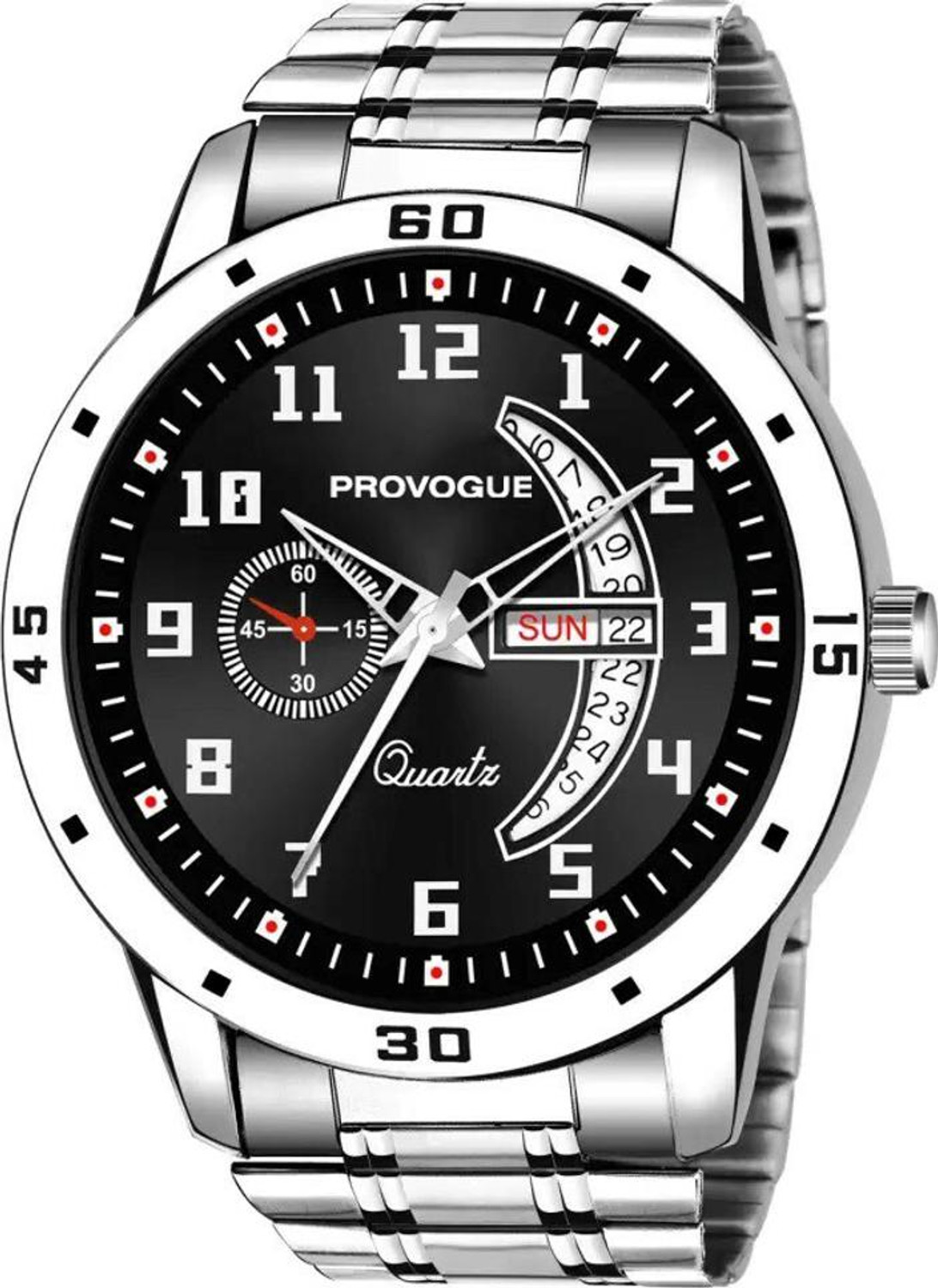 PROVOGUE Gifting and boys Classy Look Black Dial and Sliver Chain
