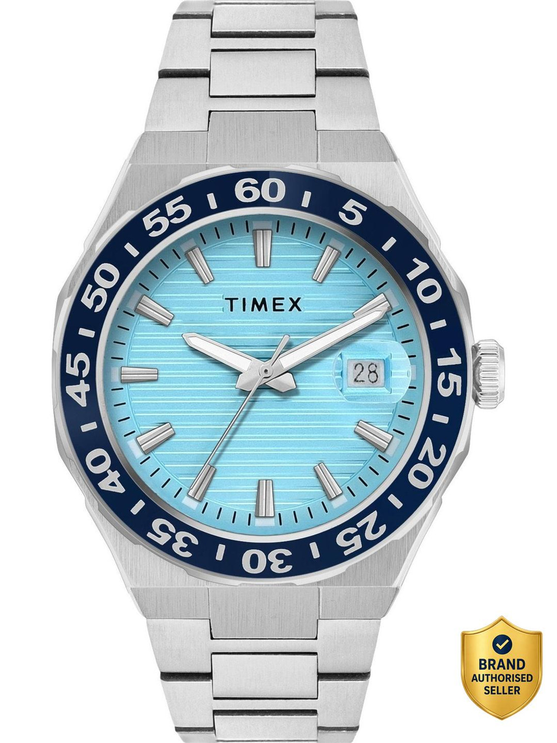 TIMEX Date Display with (Magnifier), Blue Dial Analog Watch - For Men