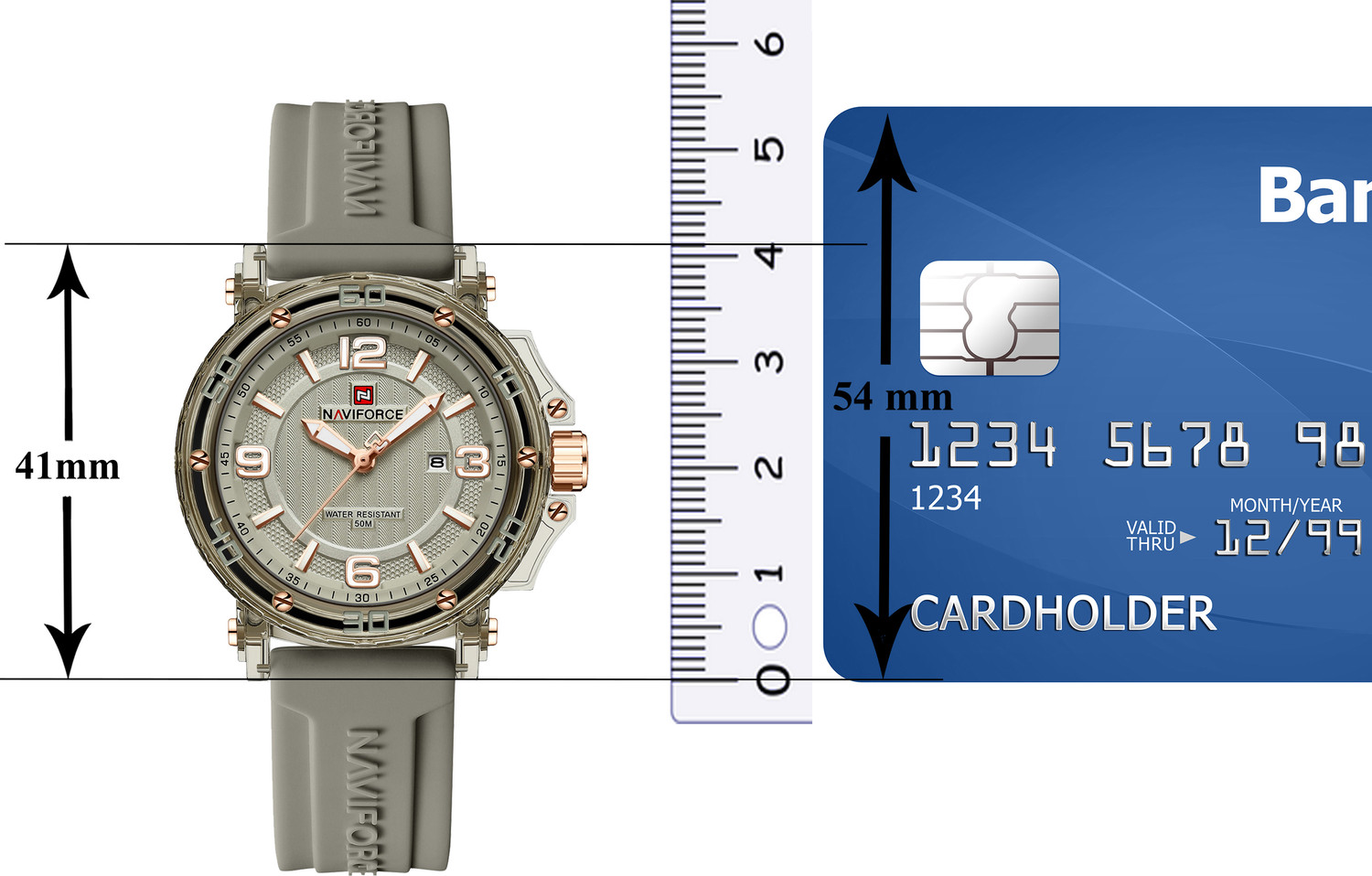 Image of NAVIFORCE Grey Dial with Rosegold Accents and Grey Silicone Strap Analog Watch - For Women NF7125 Perfect fusion of Fashion styling