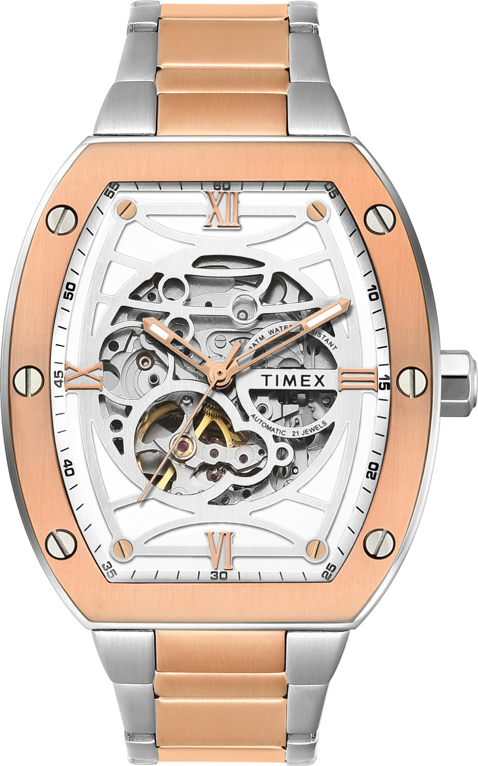 timex automatic silver dial analog watch men
