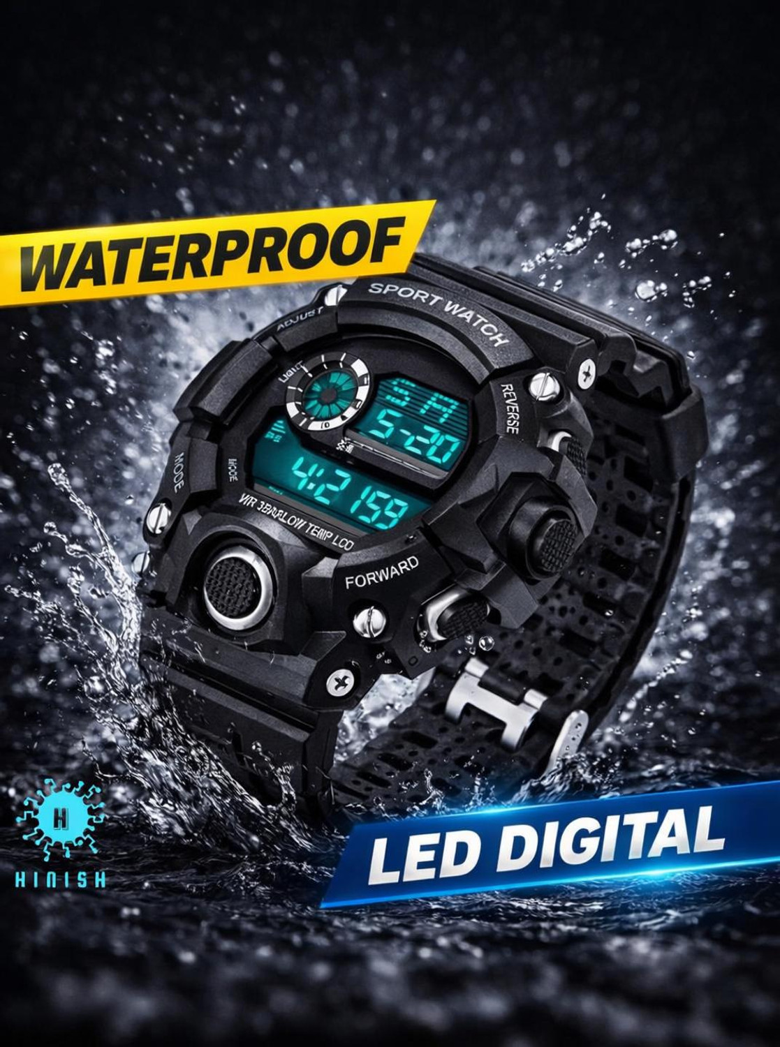 HINISH Jee Shock Black Digital Watch For Men and Boys Digital Watch - 