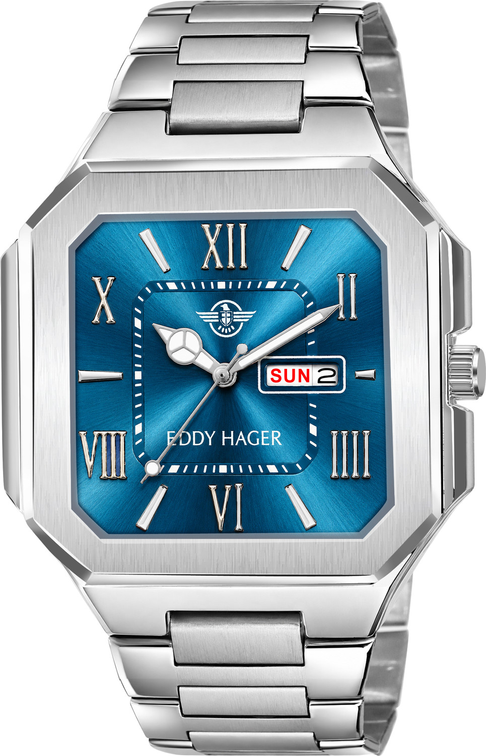 Image of Alix Stainless Steel Silver and Black Two Tone Strap with square skeleton dial Analog Watch - For Men AL2914 Automatic Square Dial