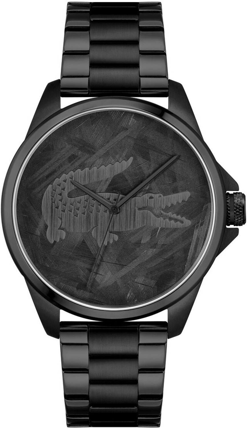 lacoste le croc qtz basic black round dial men s watch analog men