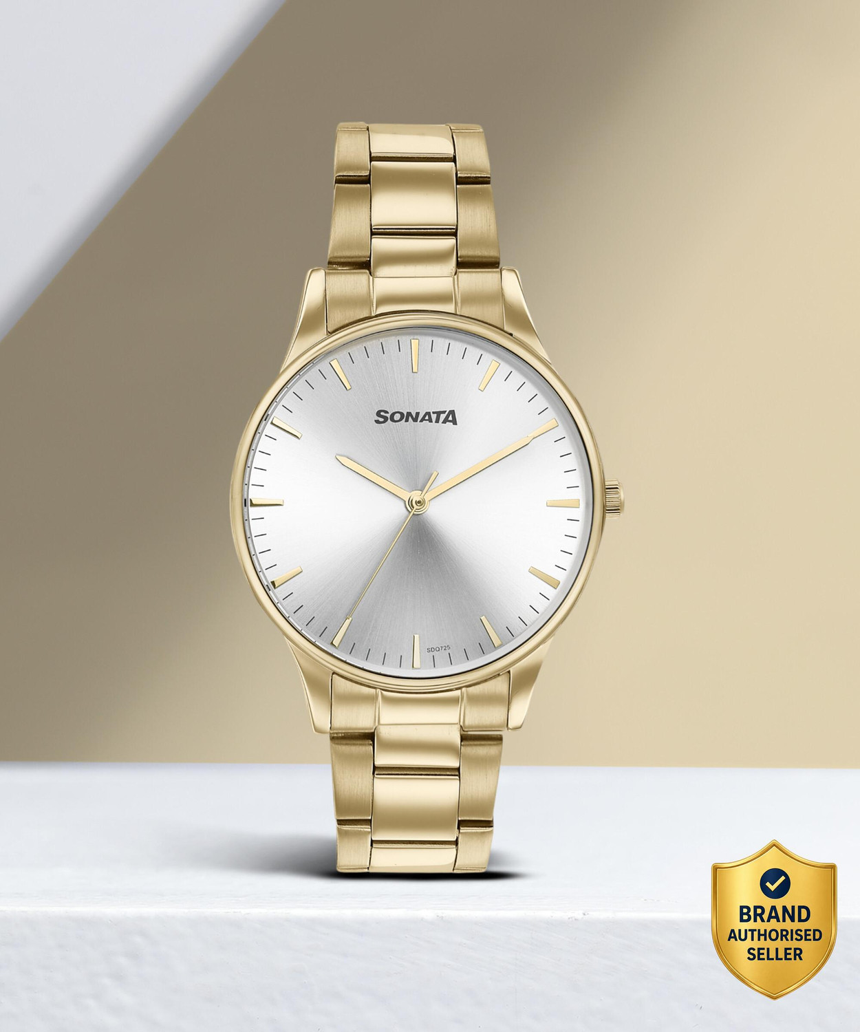 SONATA Sonata 2 Silver Dial Golden Stainless Steel Strap Quartz Analog Watch - For Men