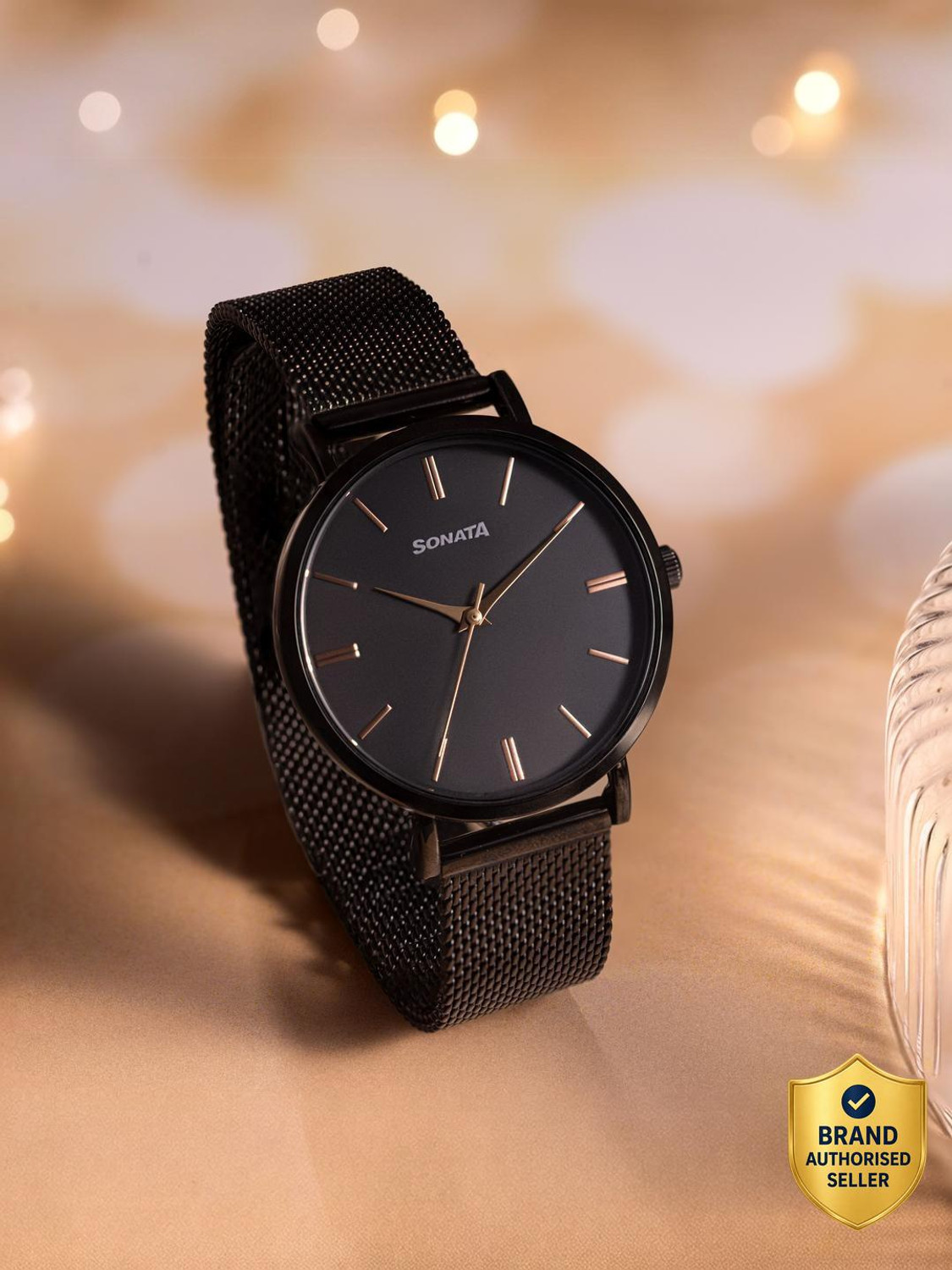 SONATA Sonata 2 Quartz Black Dial Black Stainless Steel Strap Watch Analog Watch - For Women