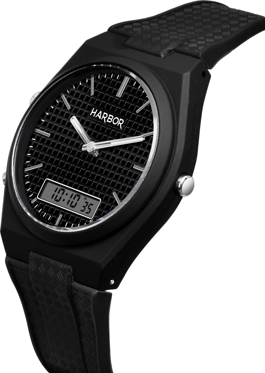 Image of Harbor Grey Strap Modern Best Sport Use Digital Sports Watch For Men Digital Watch - For Men bold black case paired with a stylish grey textured strap modern Digital Watch