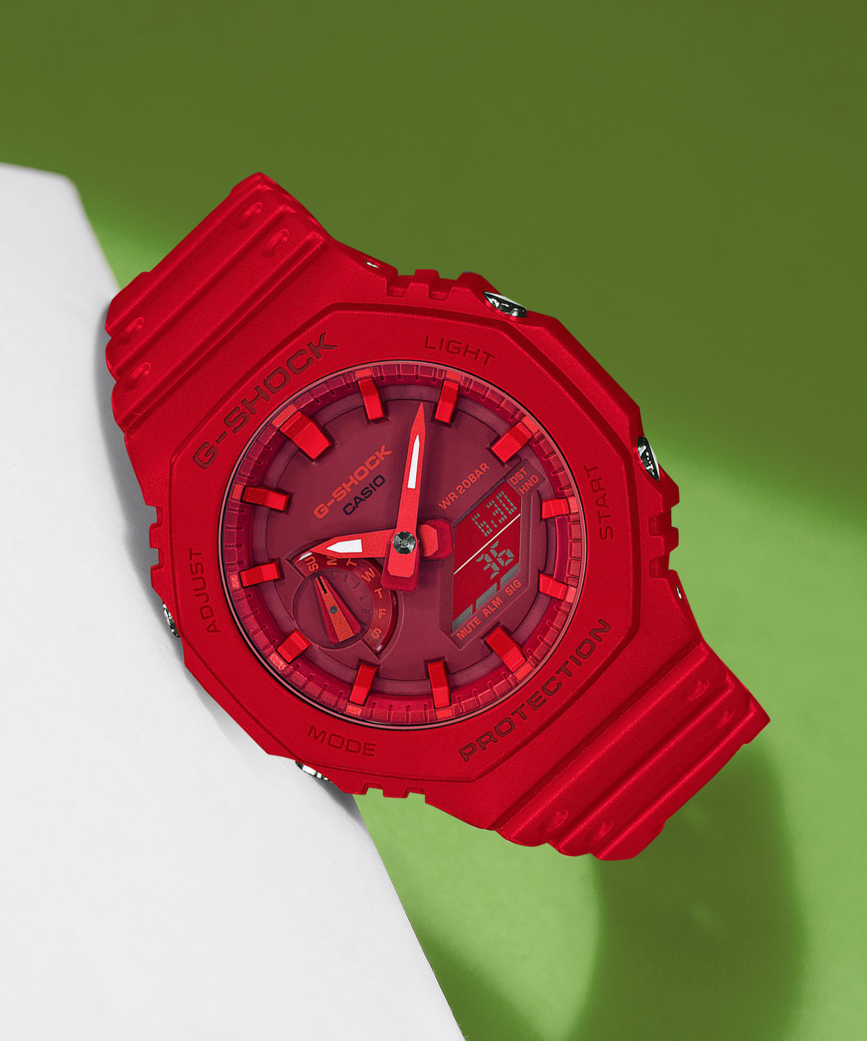 Image of CASIO GA-2100-4ADR G-SHOCK GA-2100-4ADR Red Dial Resin Strap Analog-Digital Watch - For Men