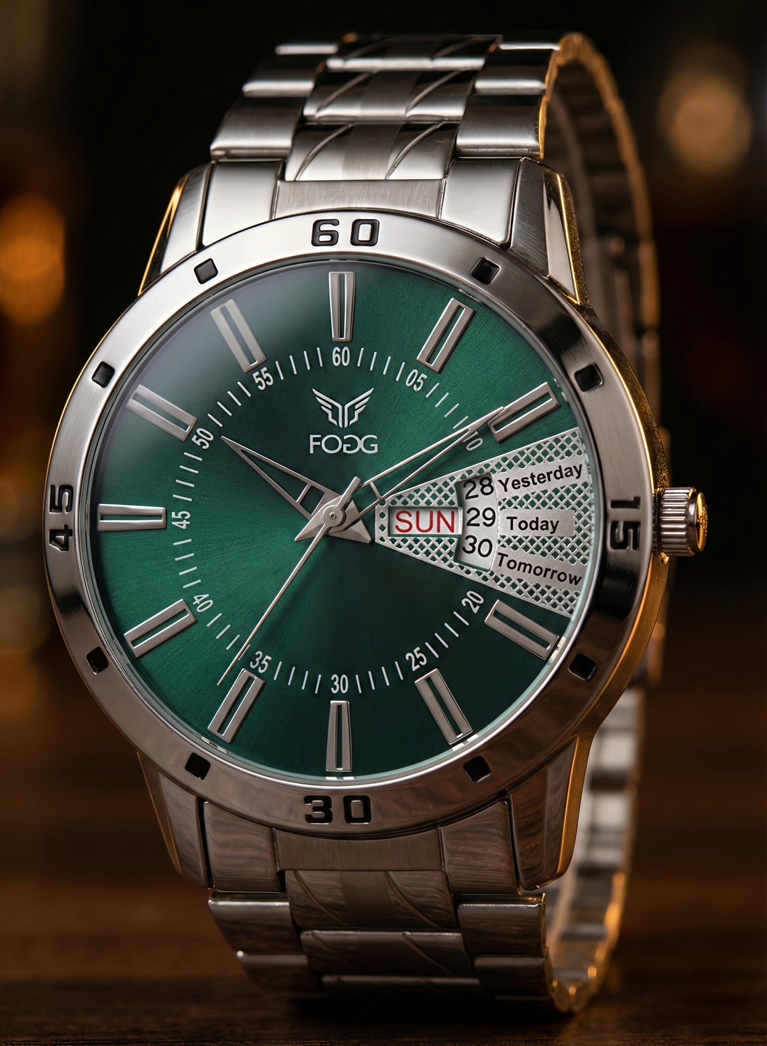 Fogg 2038-OLIVE Working Day and Date Analog Watch  - For Men