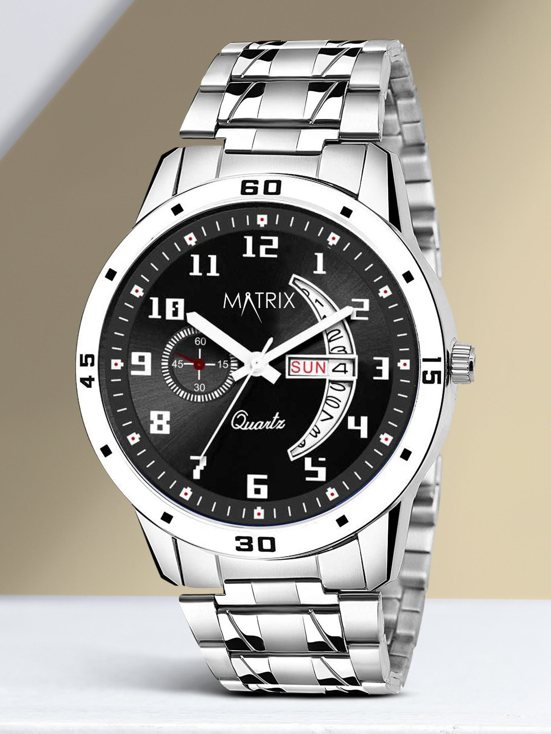 MATRIX Day & Date Brass Dial With Stainless Steel Strap Analog Watch -