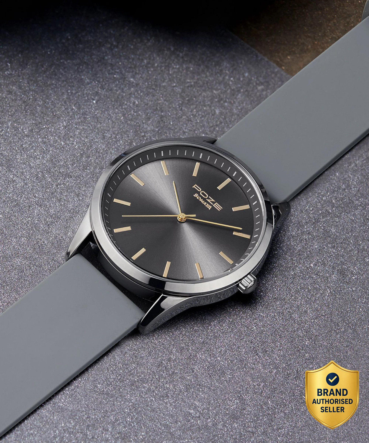 SONATA Poze Men Analog Black Dial Grey Strap Analog Watch - For Men