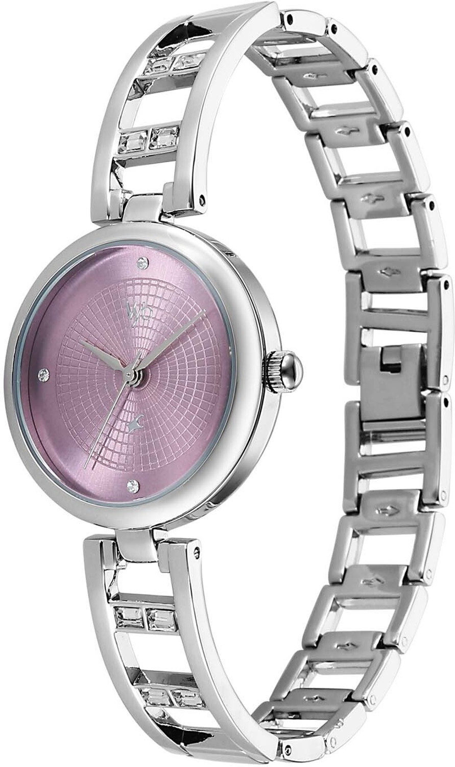Image of Fastrack Vyb Seeker Quartz Lilac Dial Silver Alloy Strap Analog Watch - For Women FV60134SM01W