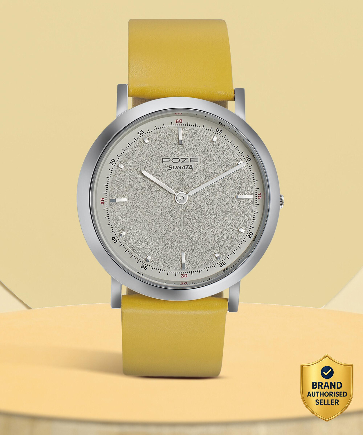 SONATA Poze White Dail White Strap Analog Watch - For Men