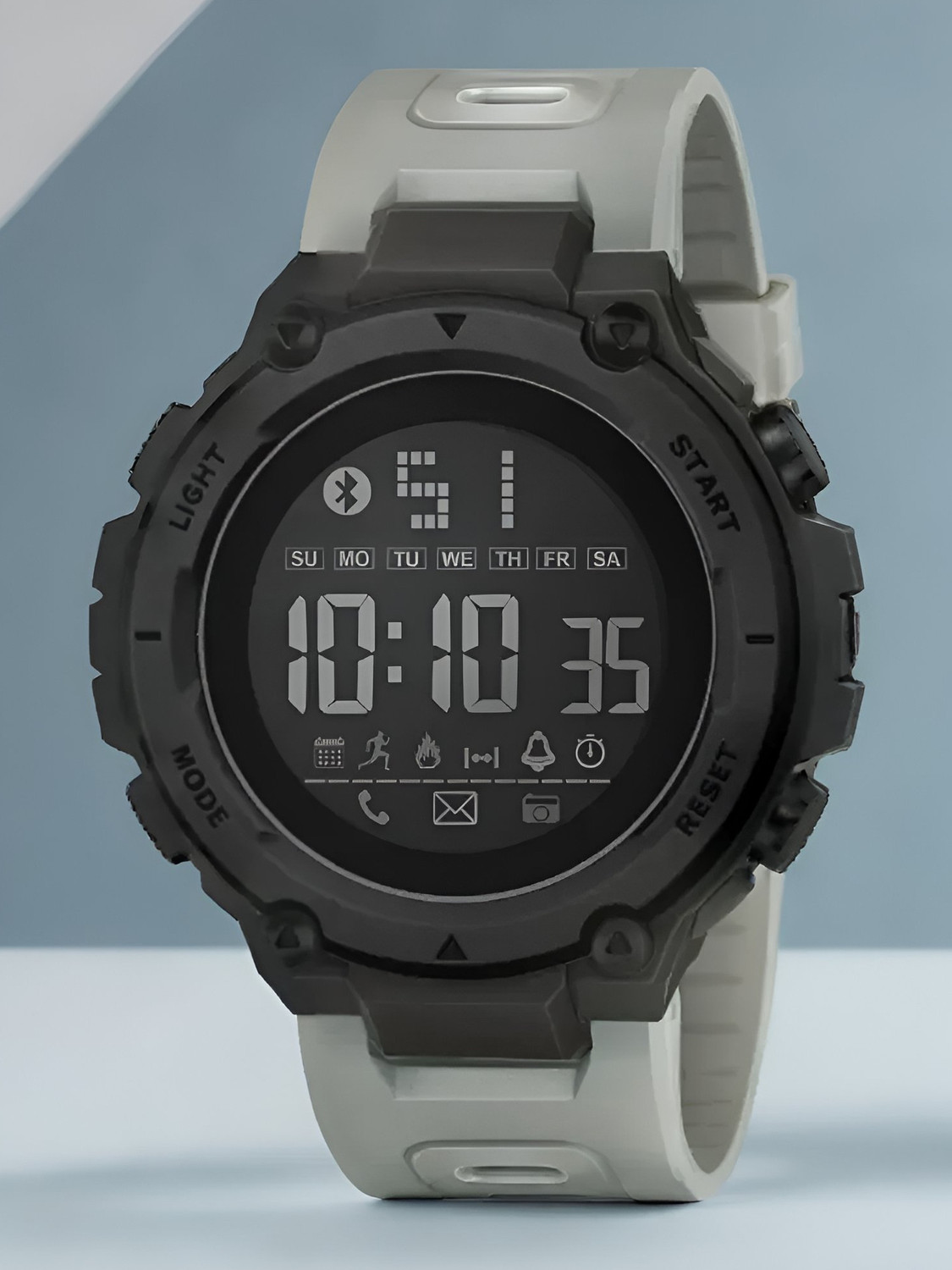 Image of Harbor Grey Strap Modern Best Sport Use Digital Sports Watch For Men Digital Watch - For Men bold black case paired with a stylish grey textured strap modern Digital Watch