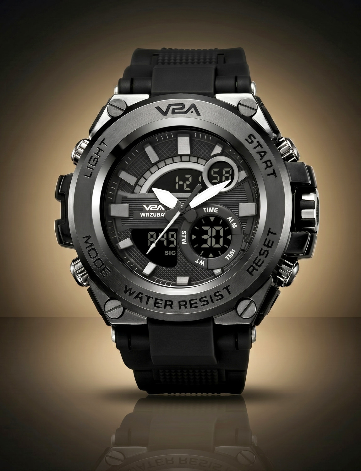Stylish Trendy Analog-Digital Sports Casual Water-Resistant Alarm Backlight Stop Watch Analog-Digital Watch  - For Men